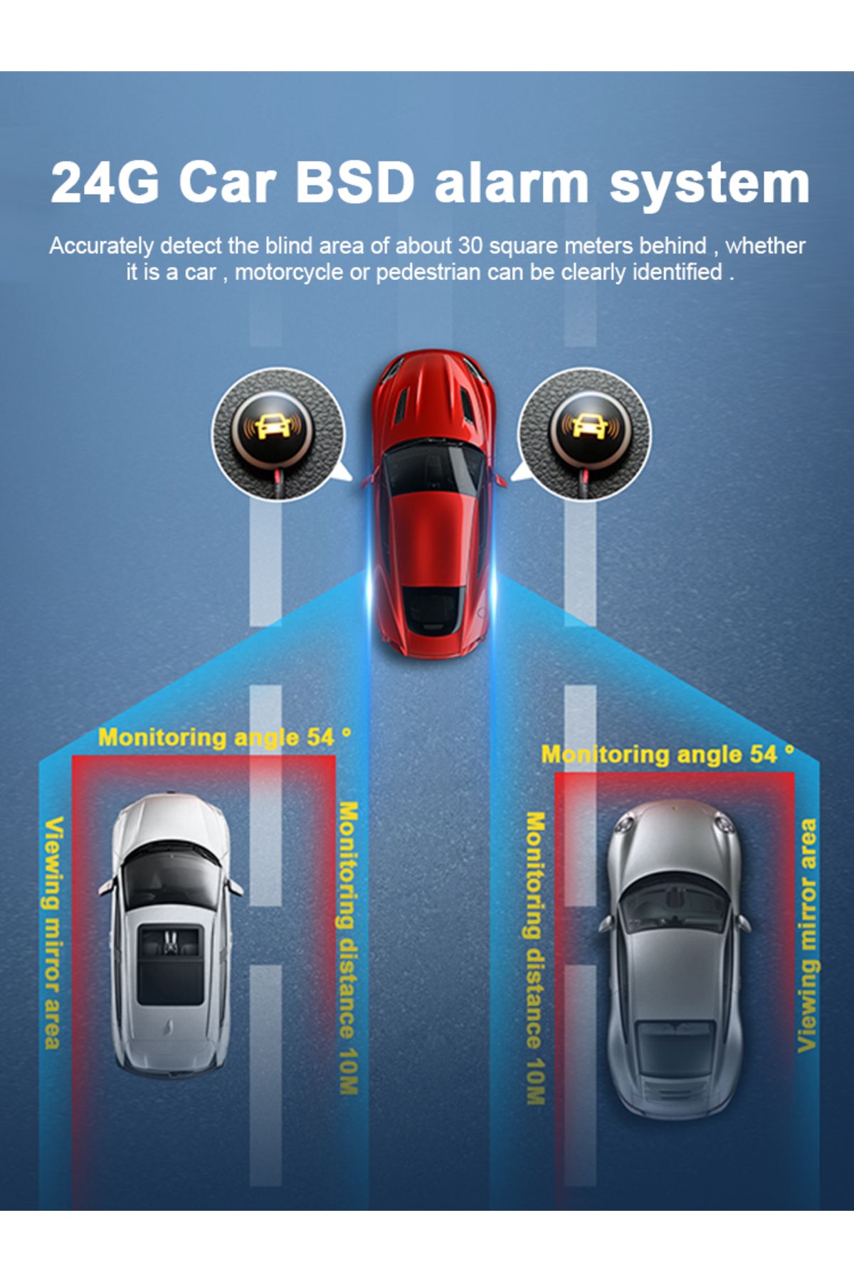 carsanbo-Car 24G BSD Alarm System, Dual Color LED Blind Spot Detection Sensor Lane Change Assistance, with... 8