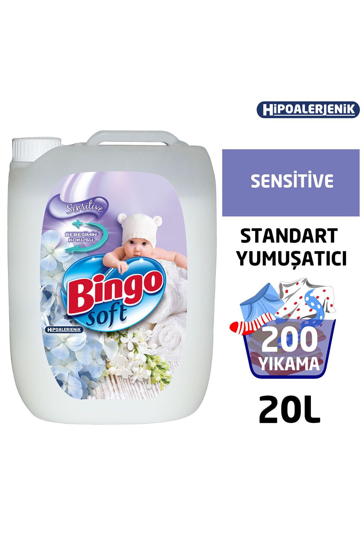 Bingo Soft Çamaşır Yumuşatıcısı Sensitive 5 L Ekonomi Paketi 4'lü