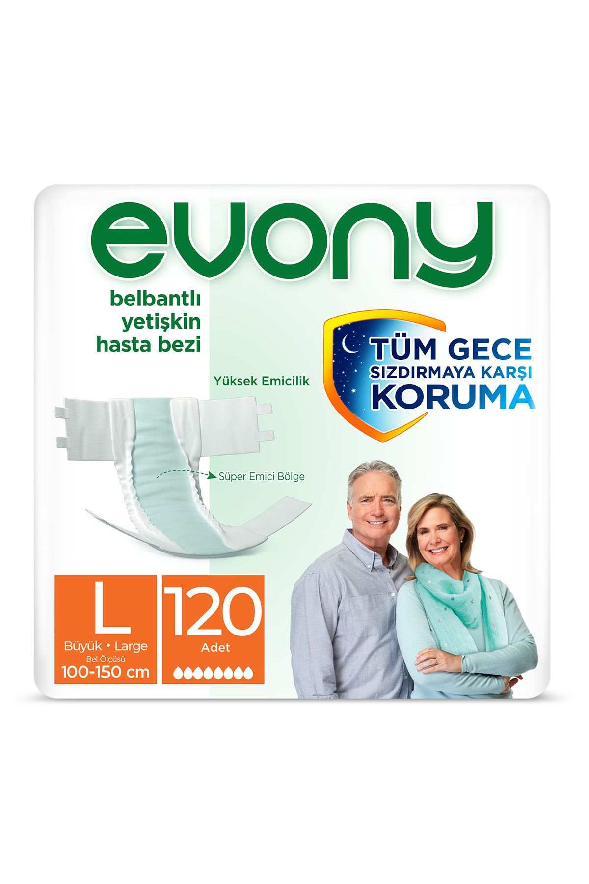 Evony Yetişkin Hasta Bezi Large 120 Adet