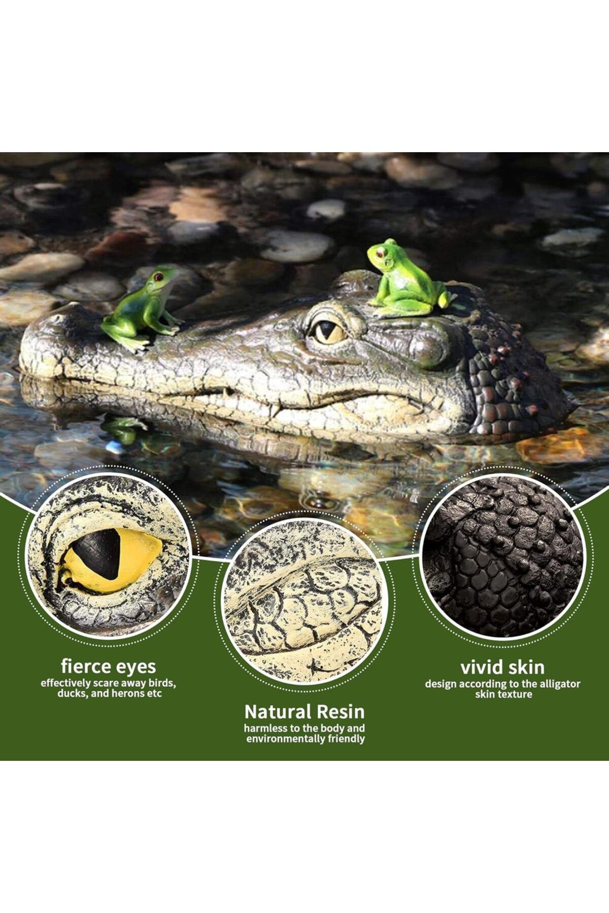 Choice-Floating Alligator Head,Alligator Head Decoy for Pool,Resin Crocodile Head for Swimming Pool / Po... 5
