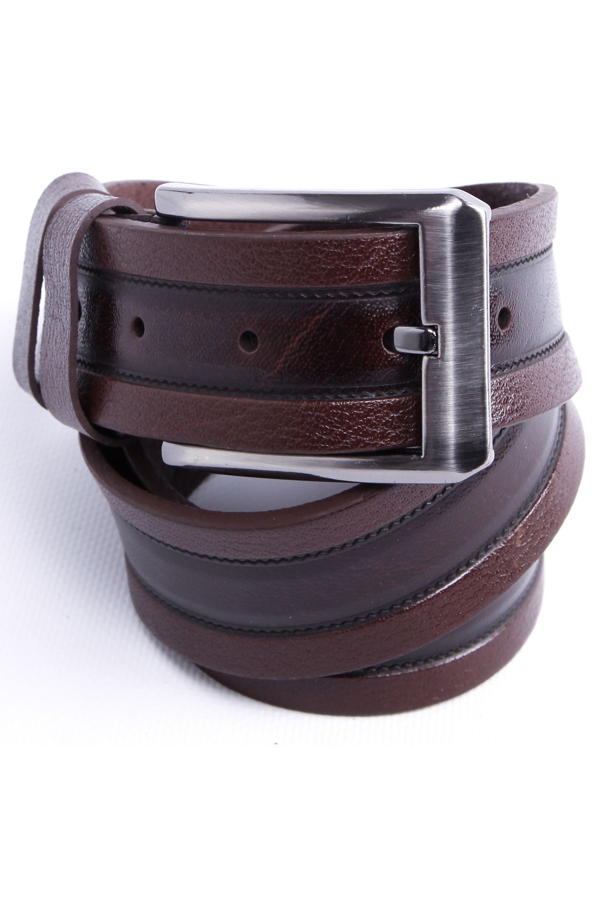 Outdoor One %100 Hakiki Deri Dikişli Model Erkek Kemer Taba 4,5 Cm