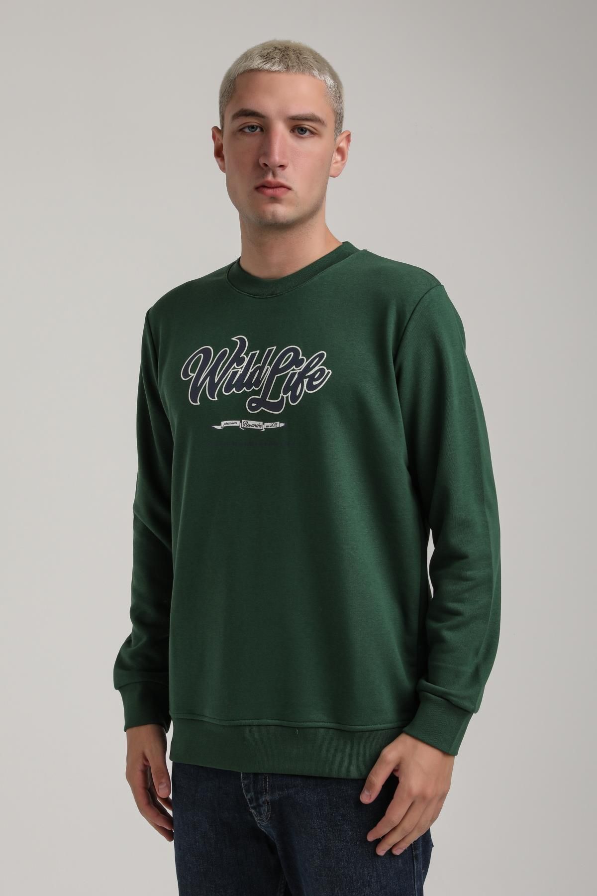 NEW WORLD POLO-Crew Neck Green Slim Fit Sweatshirt 24Fwm60195 8