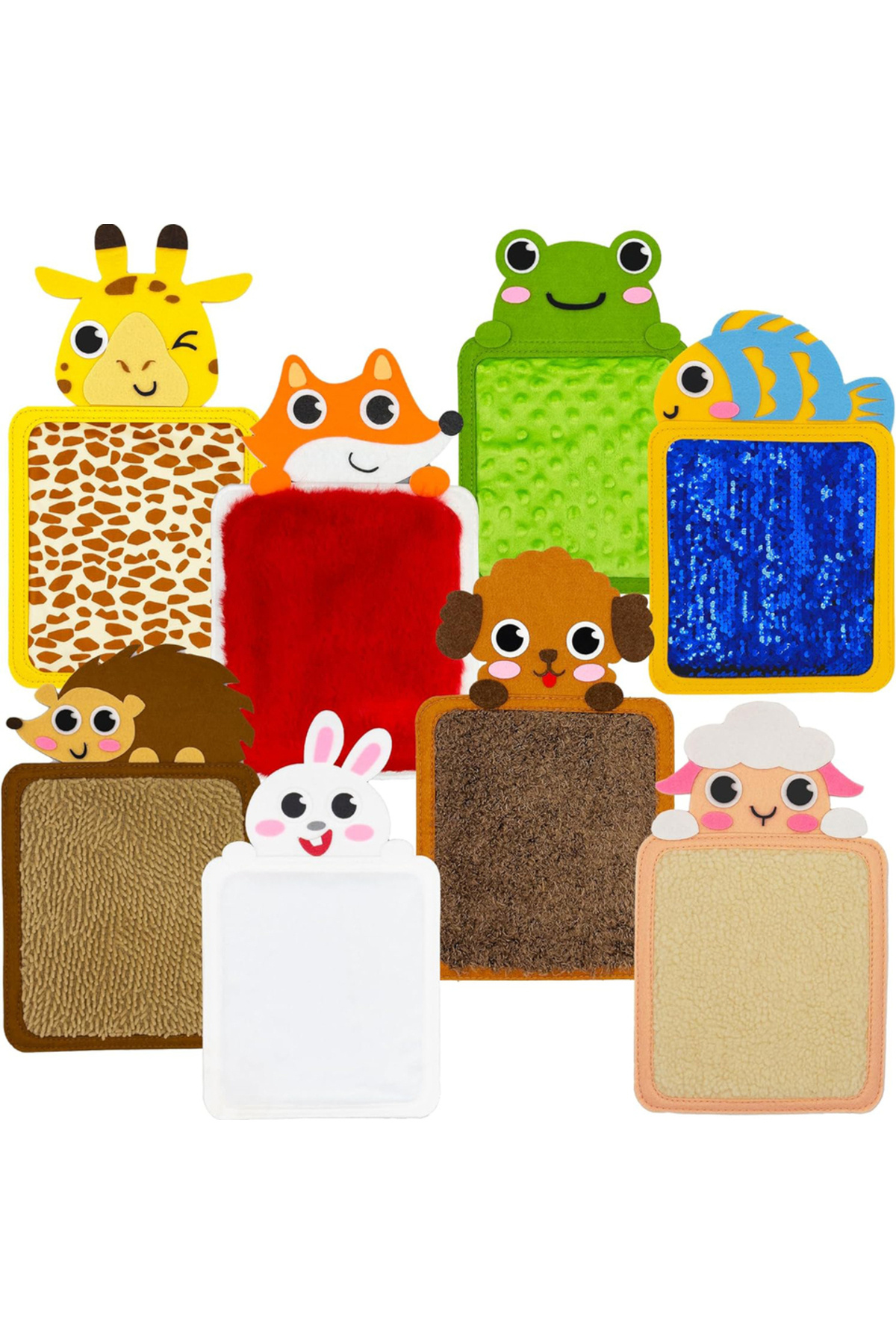 اسباب‌بازی‌های حسی مونته‌سوری، پچ‌های تشک حسی با تم حیوانات، متنوع، بافت‌دار، رنگارنگ و تعاملی