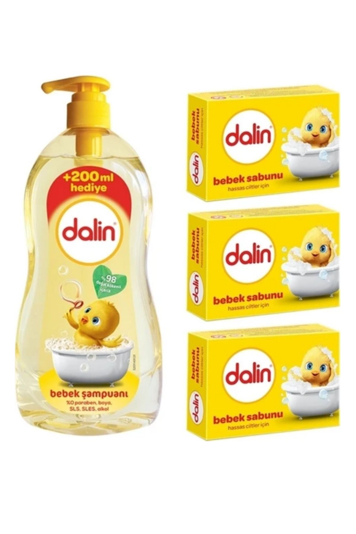 Bebek 900 ml Şampuan + Dalin Kalıp Bebek Sabun 3lü