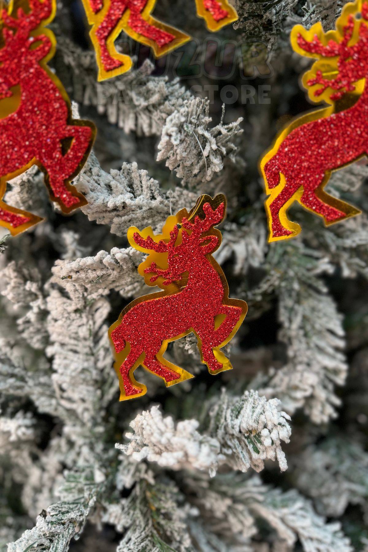 Huzur Party Store-Πρωτοχρονιάτικο Red Eva Shiny Deer - 10x9 cm, 4 τεμάχια, χαρτόνι, χρυσοκίτρινο 3