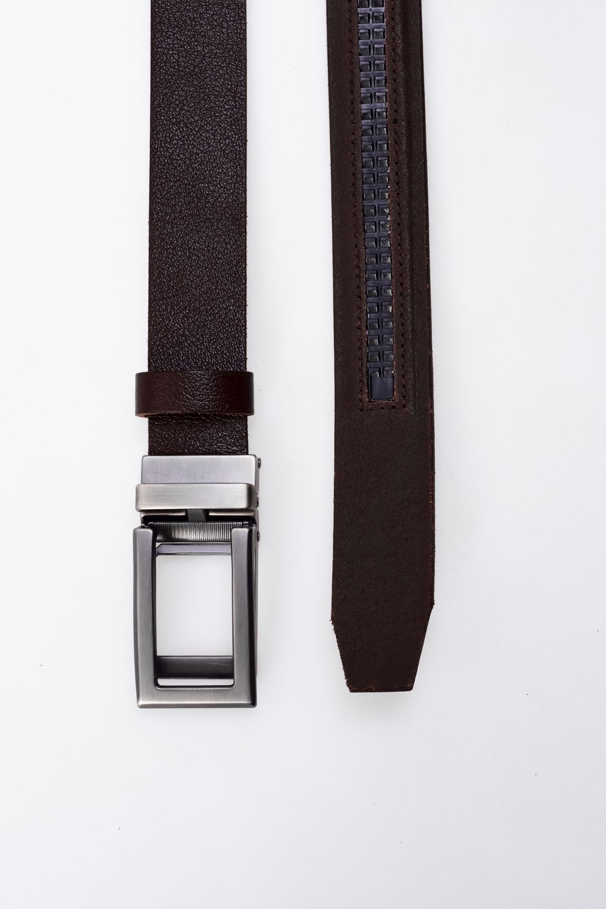 derikem-100% Genuine Buffalo Leather Classic Men's Belt with Automatic Buckle Without Holes 7