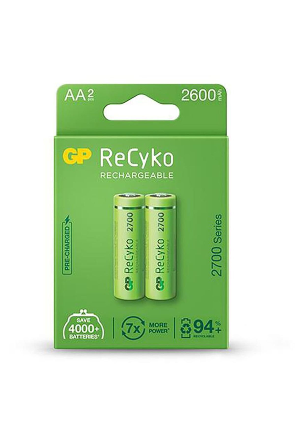 demila GP 2600 R6 AA KALEM ŞARJLI PİL 2Lİ BLS PAKET RECYKO YEŞİL (4767) - MLA2287-2231