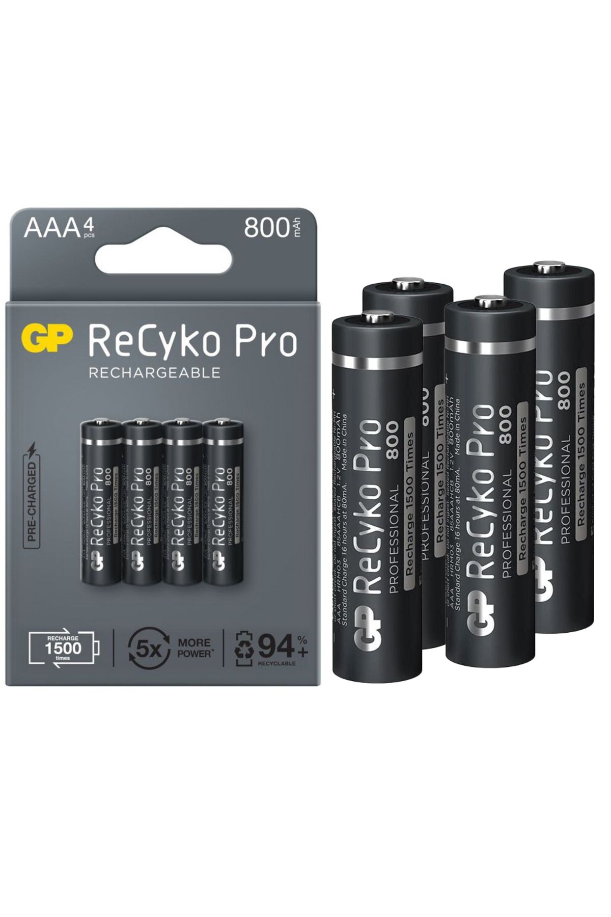 feifei GP RECYKO PRO İNCE AAA 800 MAH ŞARJLI 4LÜ PİL GP85AAAHCB-2EB4 (GPRHCH83B205) (47 - AYS9016-5403