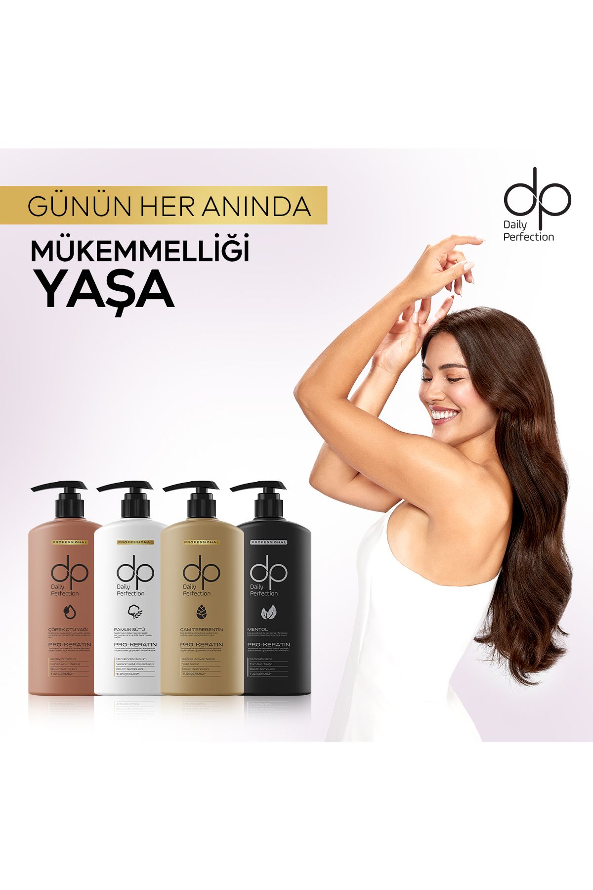 dp Daily Perfection Şampuan Çam Terebentin & Pamuk Sütü & Mentol & Çörek Otu Yağı 800 ml X 4 Adet Set-6