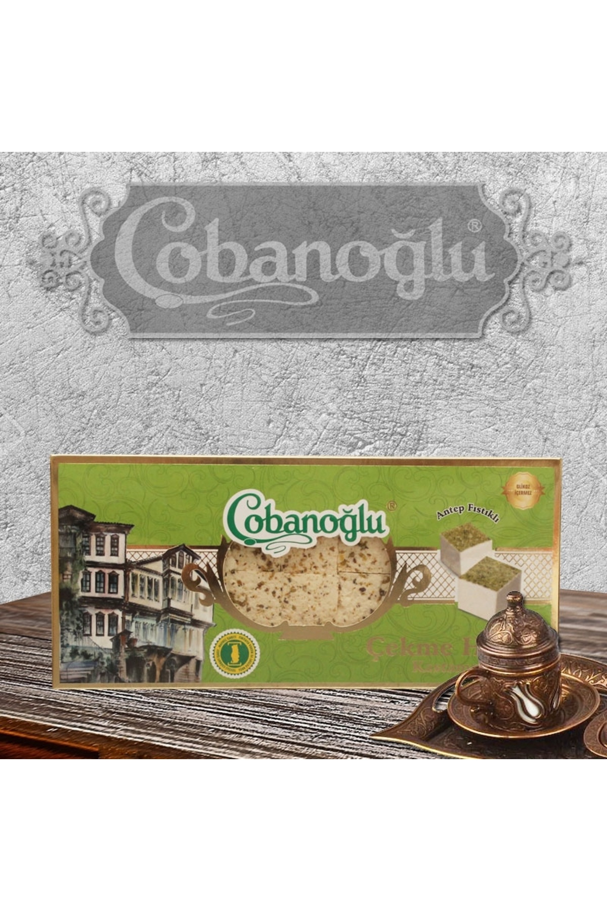 Çobanoğlu-400g Castanese Halva - Pull Design with Pistachios 3