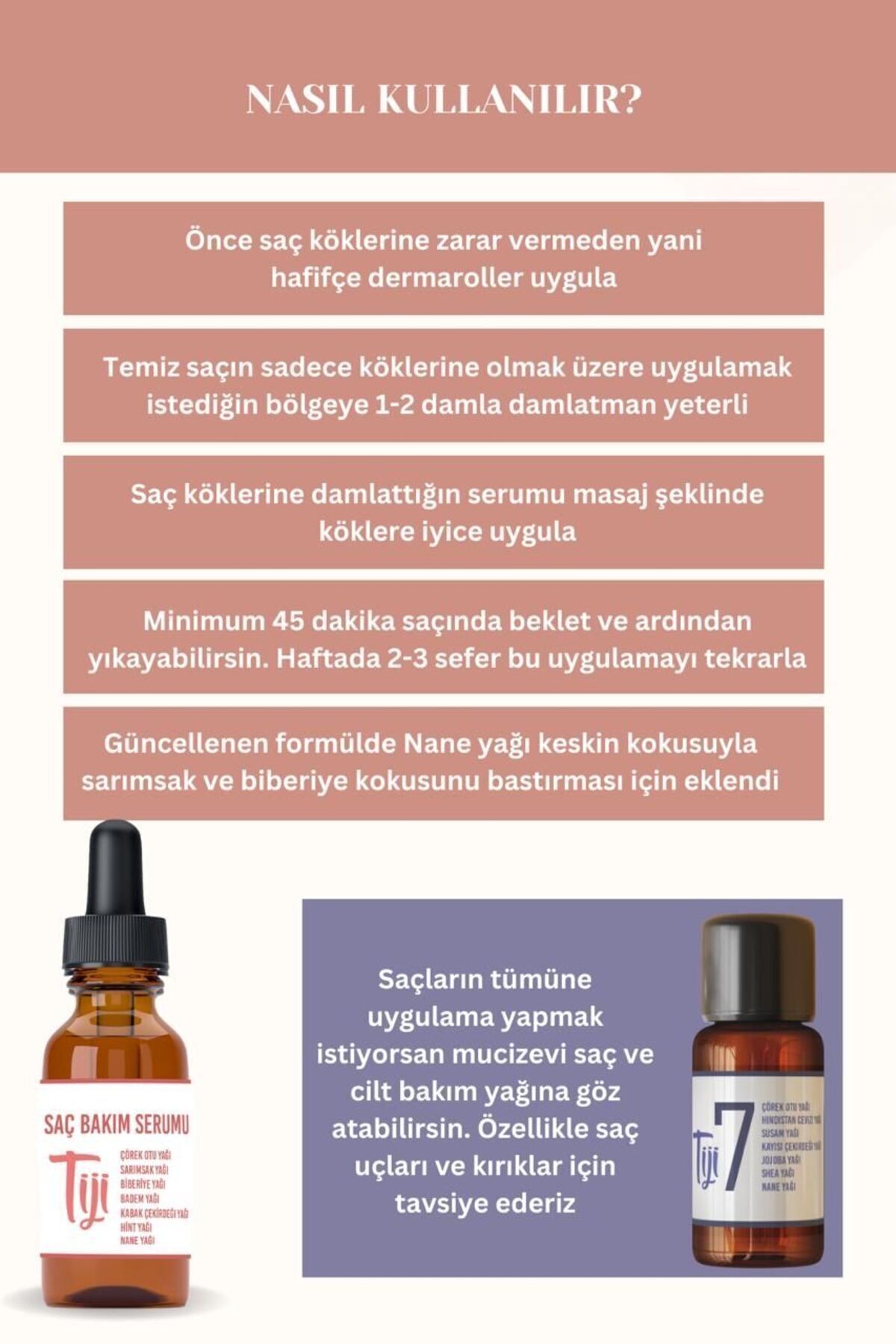 Tiji Garden Dökülme Karşıtı Saç Çıkaran Serum 20ml ( Biberiye Sarımsak Çörekotu Badem Nane Kabak Çekirdeği Hint)-2