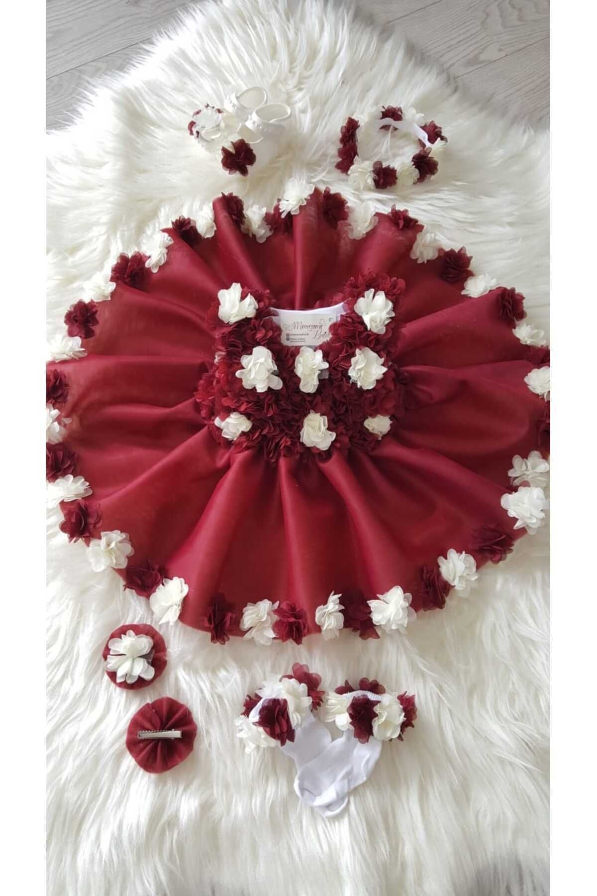 GOLD TEKSTİL Bordo, Kız Bebek Elbise ,lazer Çiçekli Elbise, Özel Gün, Mevlit, Bayramlık Ve Doğum Günü Elbise fotoğrafı 2 (önizleme)