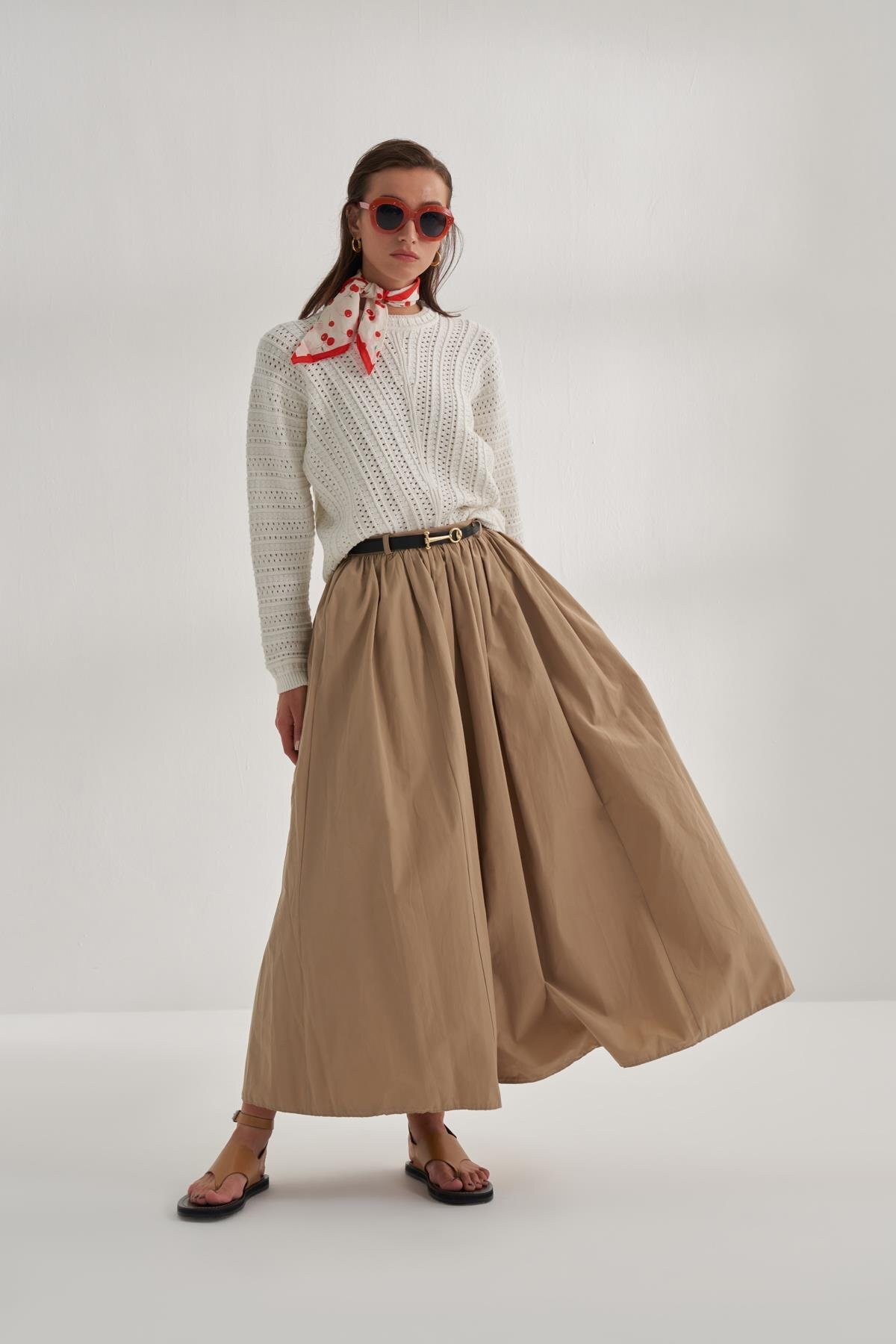 inspiration  Kemerli Etek Camel - Görsel 2