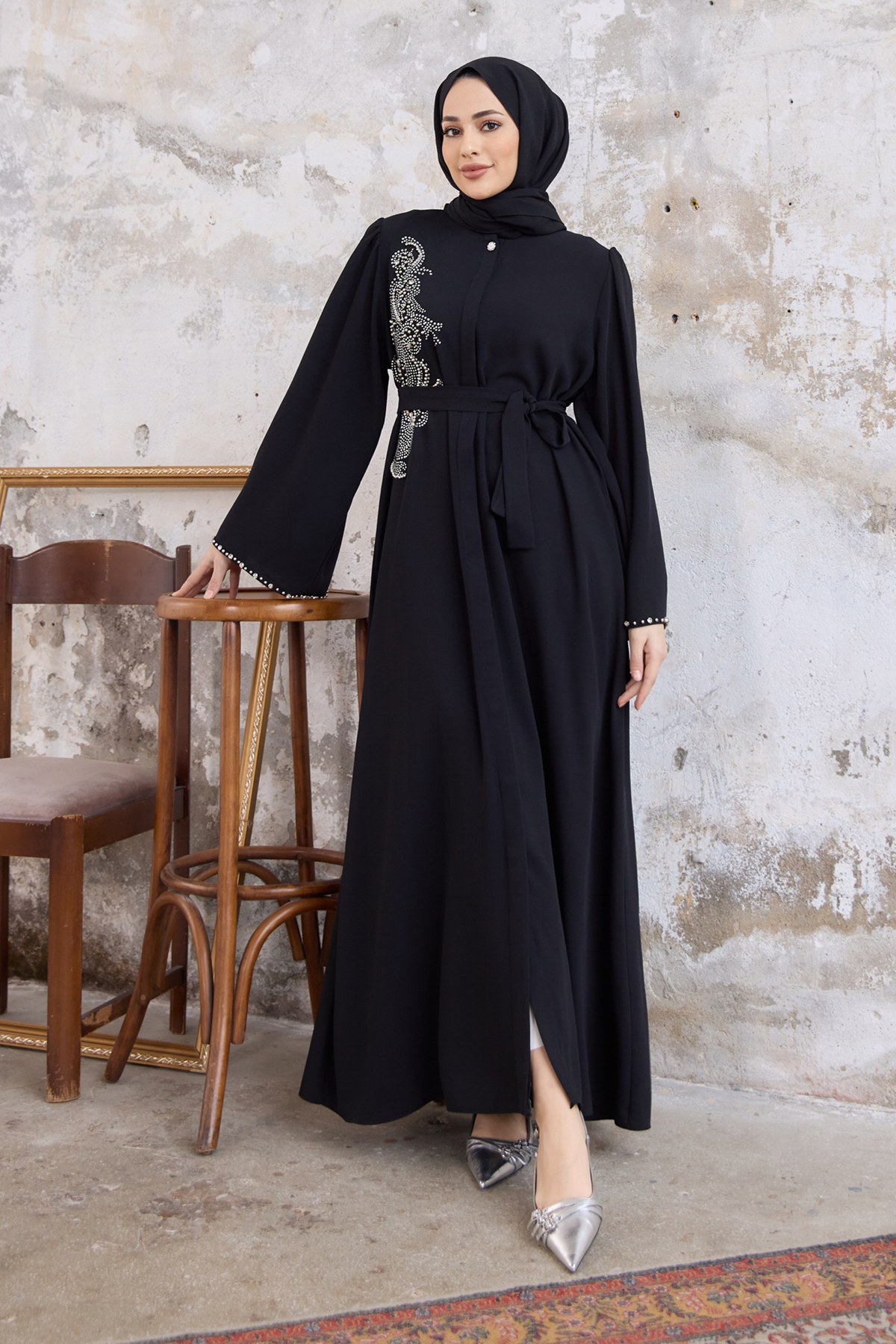 VAVİNOR Lora Taşlı Abaya - Siyah Fiyatı, Yorumları - Trendyol