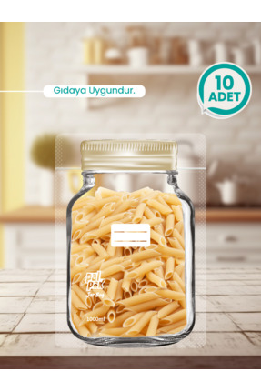 PALPAK Büyük Boy Altınyaldız Metal Kapaklı Kavanoz Görünümlü Saklama Poşeti 1...