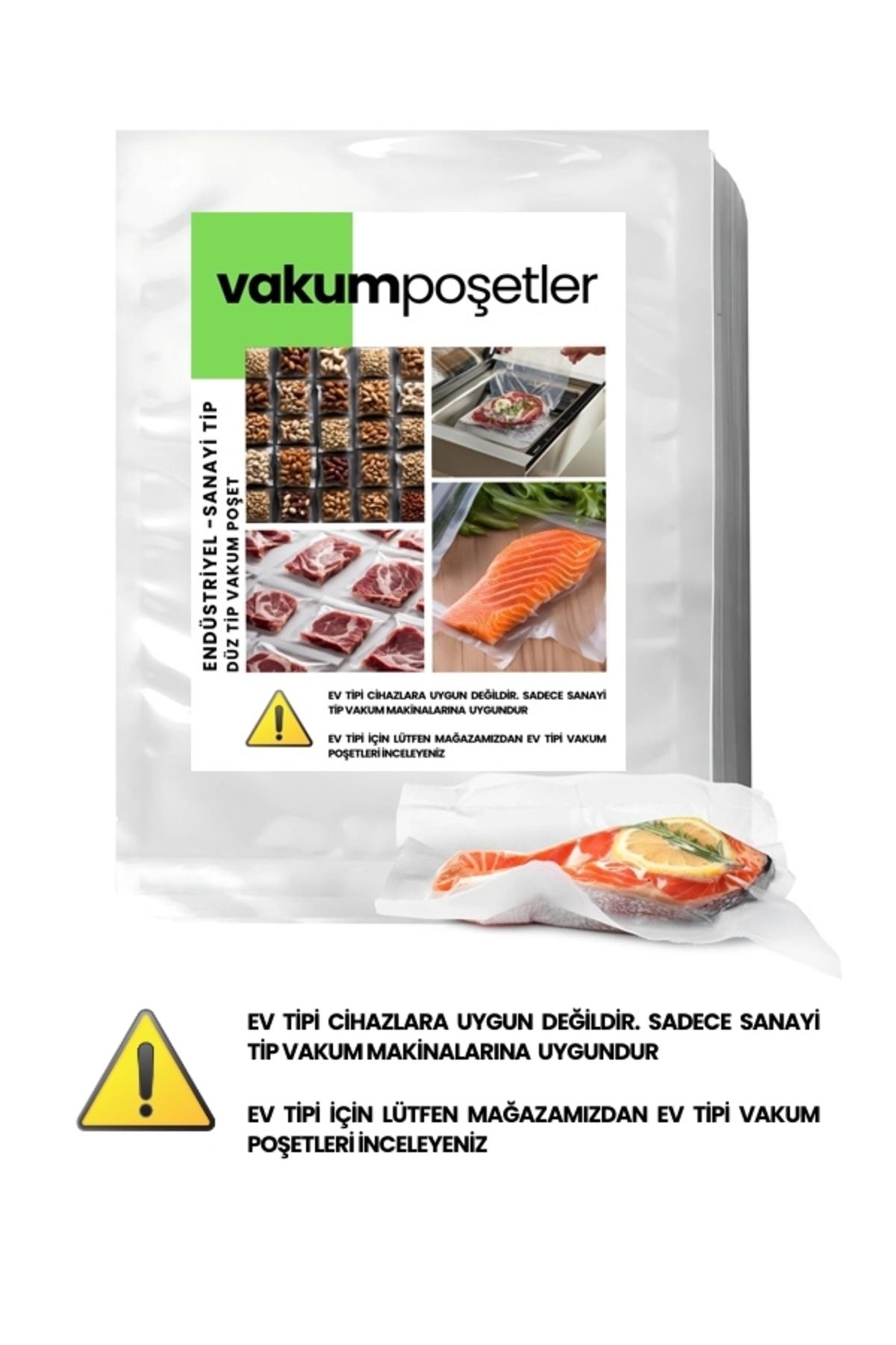 Makro Flexpack 28x42 Cm Endüstriyel Gıda Düz Tip Vakum Makinesi Poşeti 50 Adet - 90 Mic.