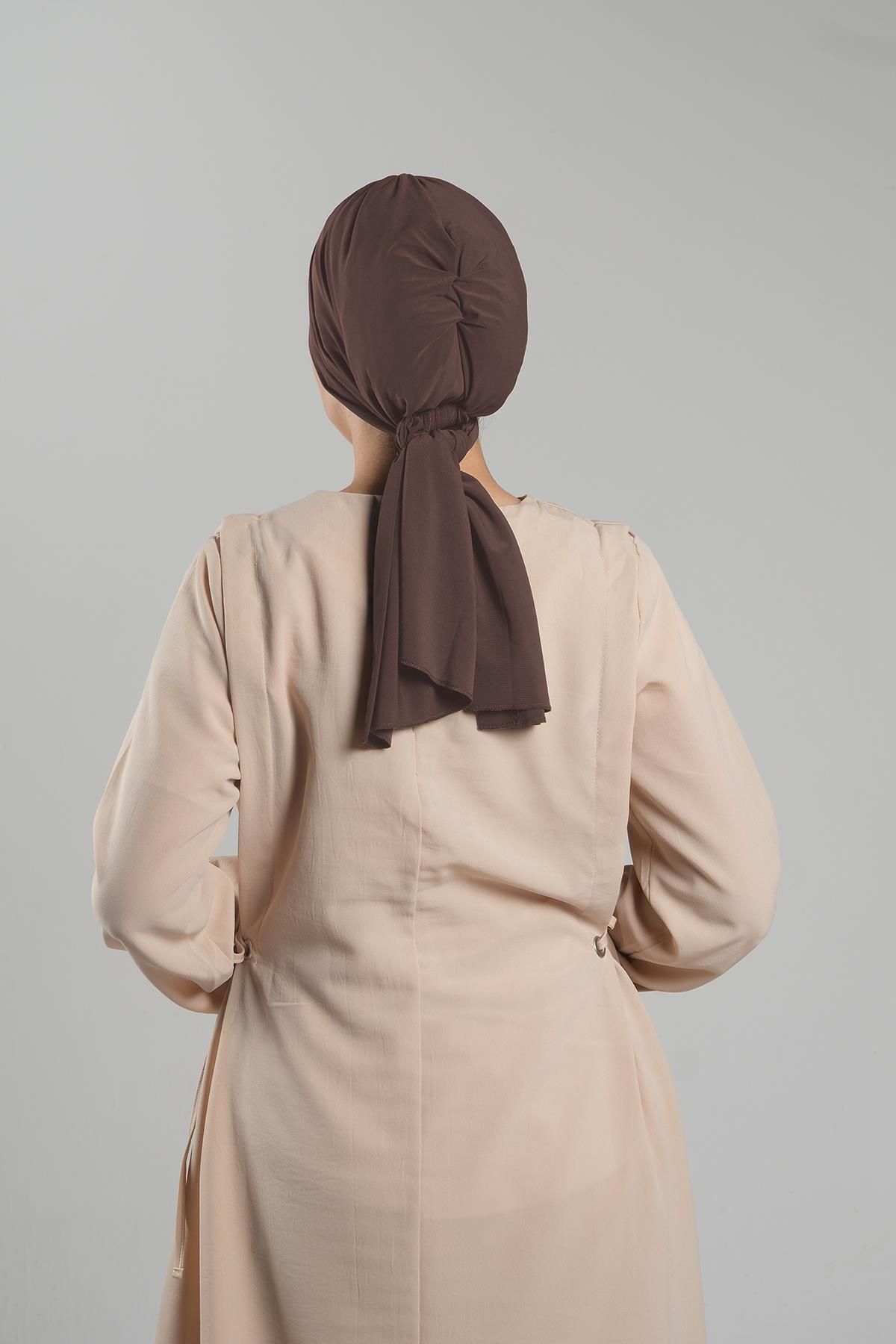 HÜRREM BONE-Πρακτικό καπό Hijab Mink - Interlaced, Cut Fiber, Simple 2111_10 3