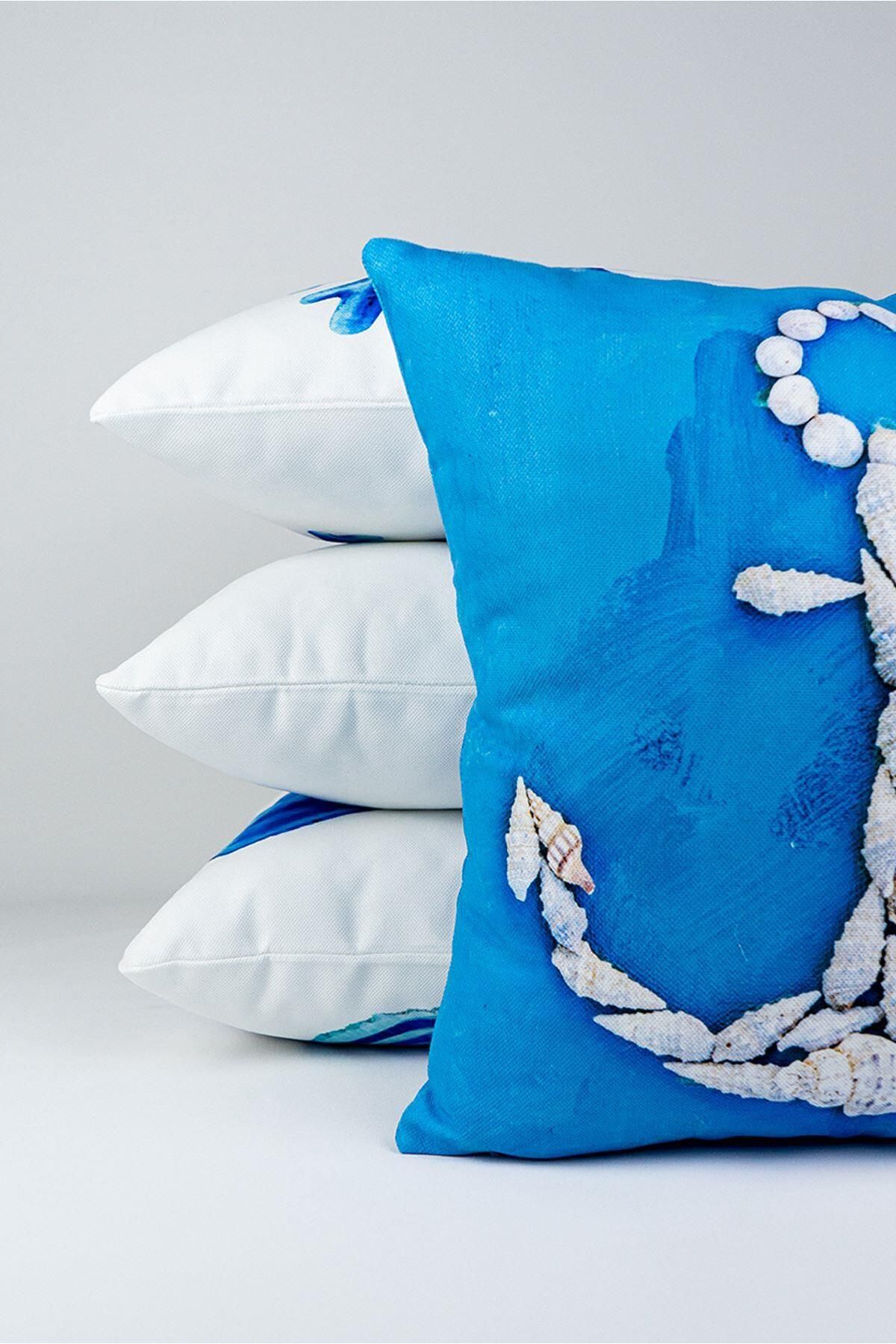 Cango Home-Blue Marine Patterned 4-Piece Digital Printed Throw Pillow Set - 4Kmbs001-Ct 3