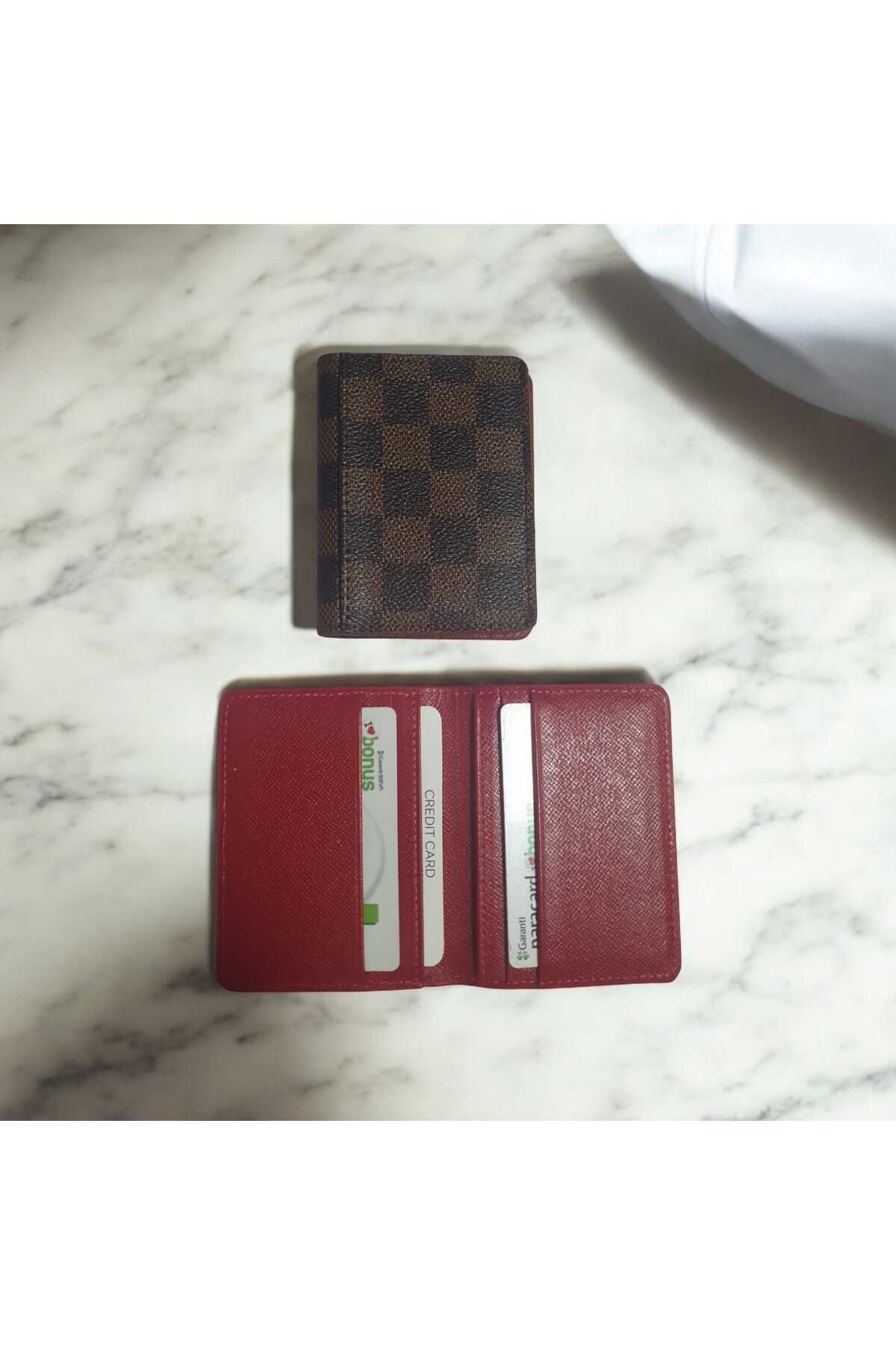 MUSOO DERİ-Musoo Genuine Leather Unisex Checkers Patterned Card Holder 3