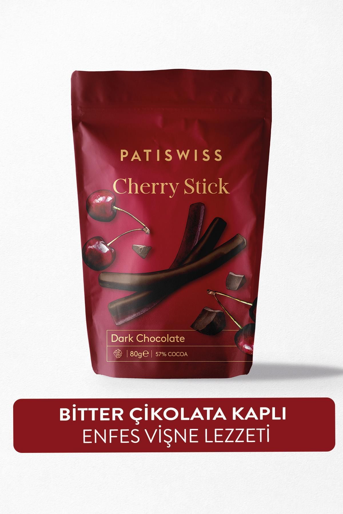 Patiswiss Bitter Çikolatalı Vişne Çubukları 80g