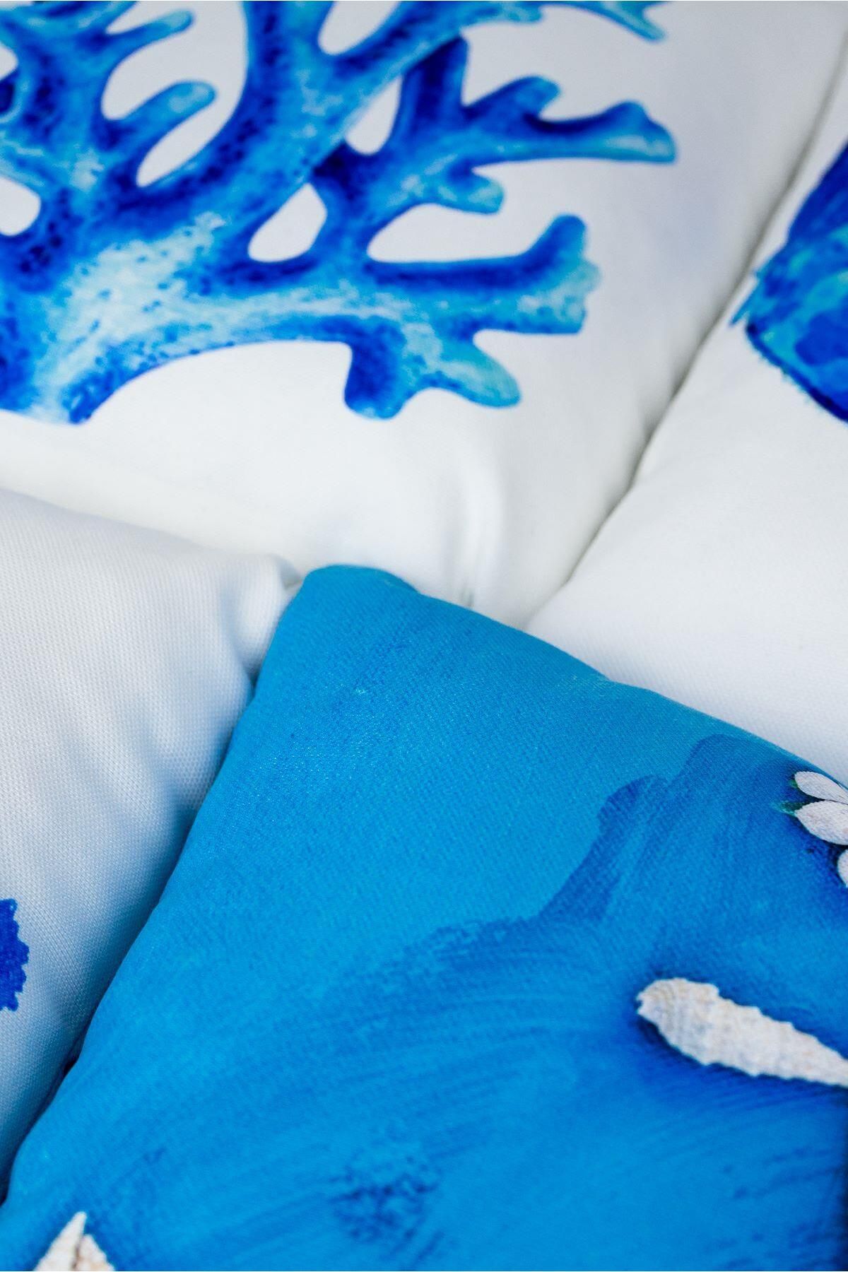 Cango Home-Blue Marine Patterned 4-Piece Digital Printed Throw Pillow Set - 4Kmbs001-Ct 4