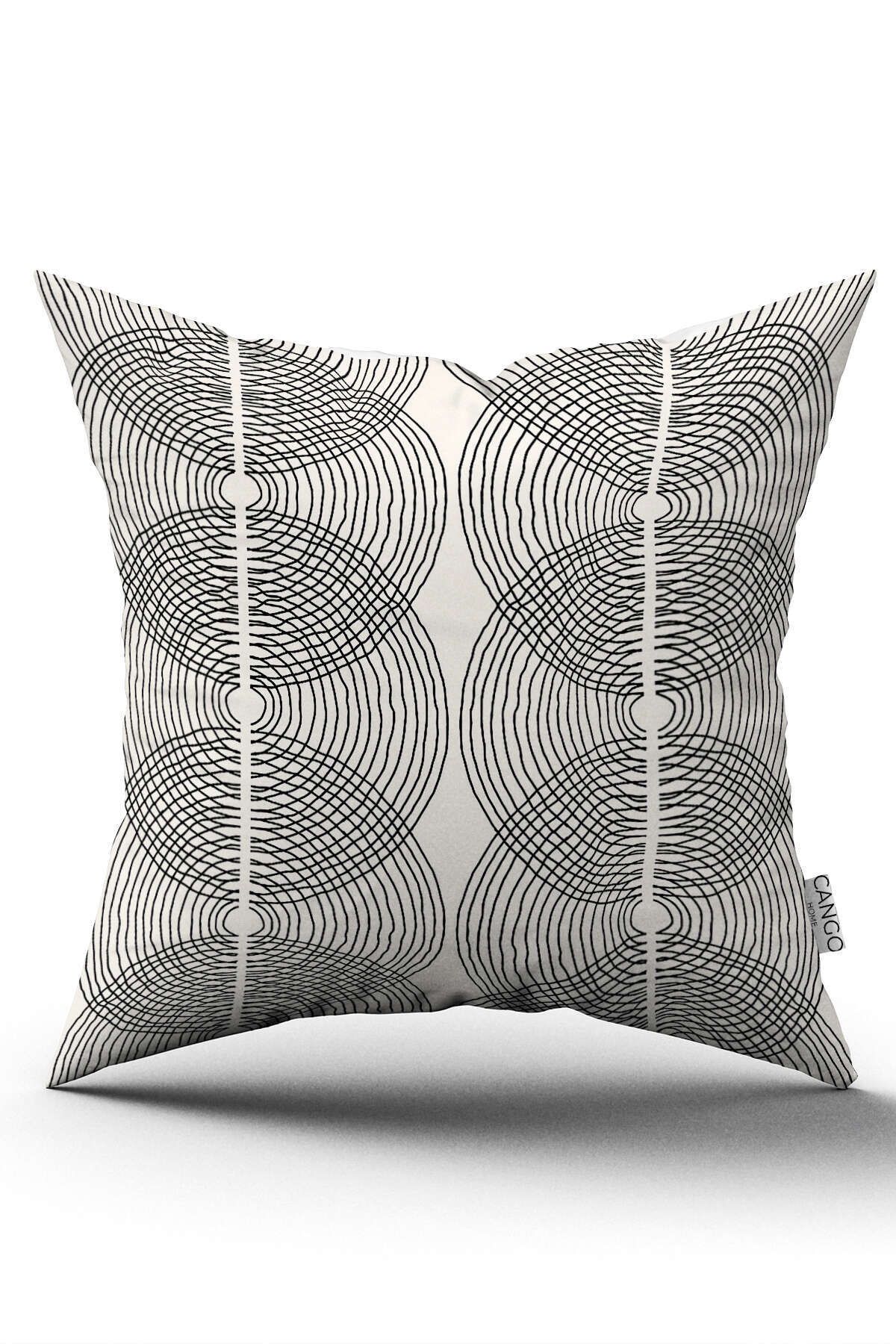 Cango Home Husă De Pernă Cu Model Geometric Boem Scandinav - Față-verso, Negru Crem, Imprimată Digitală Cgh1214 - 43 x 43