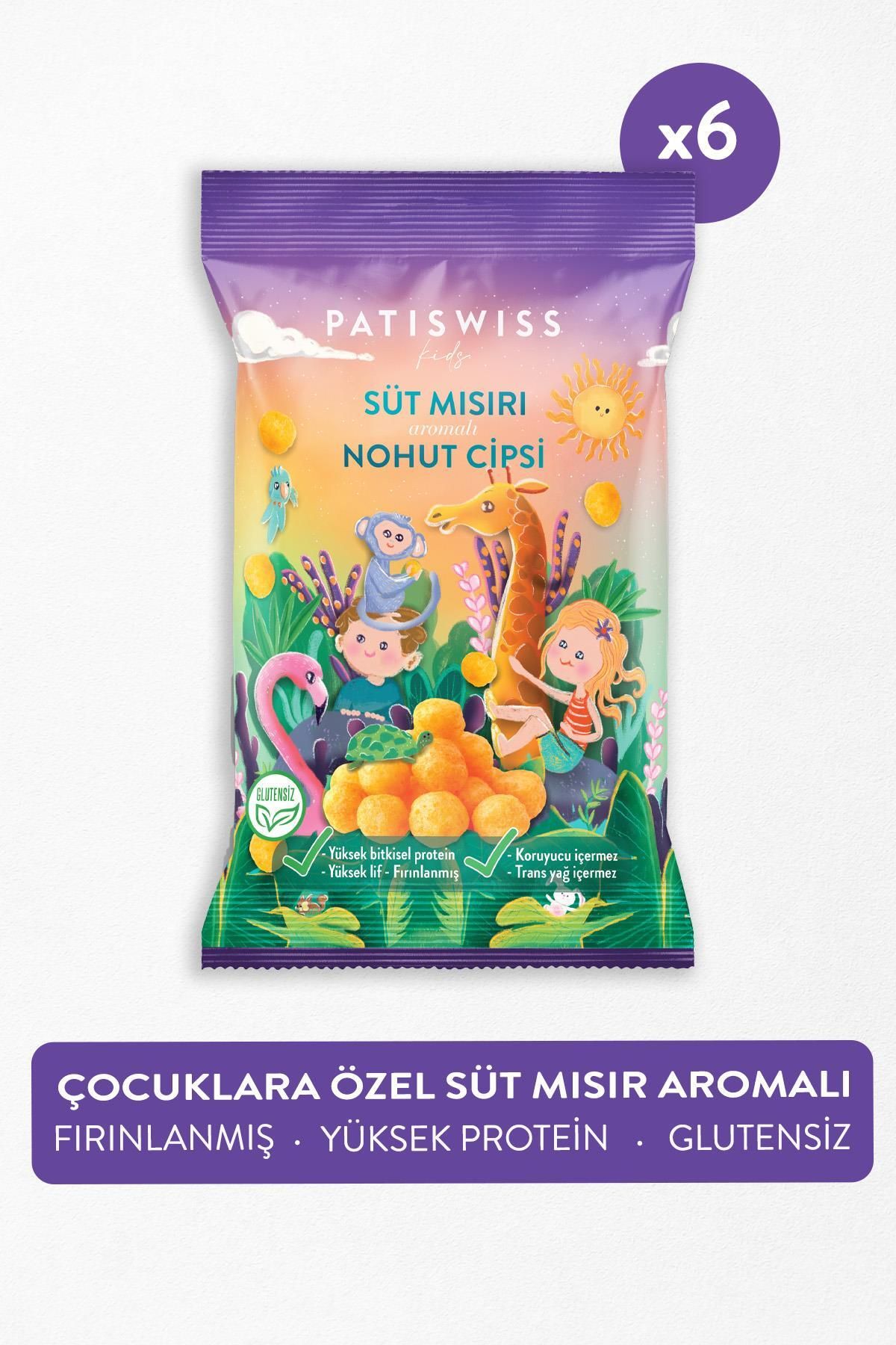 Patiswiss Çocuklara Özel Süt Mısır Aromalı Nohut Cips Seti 50g X 6 Adet