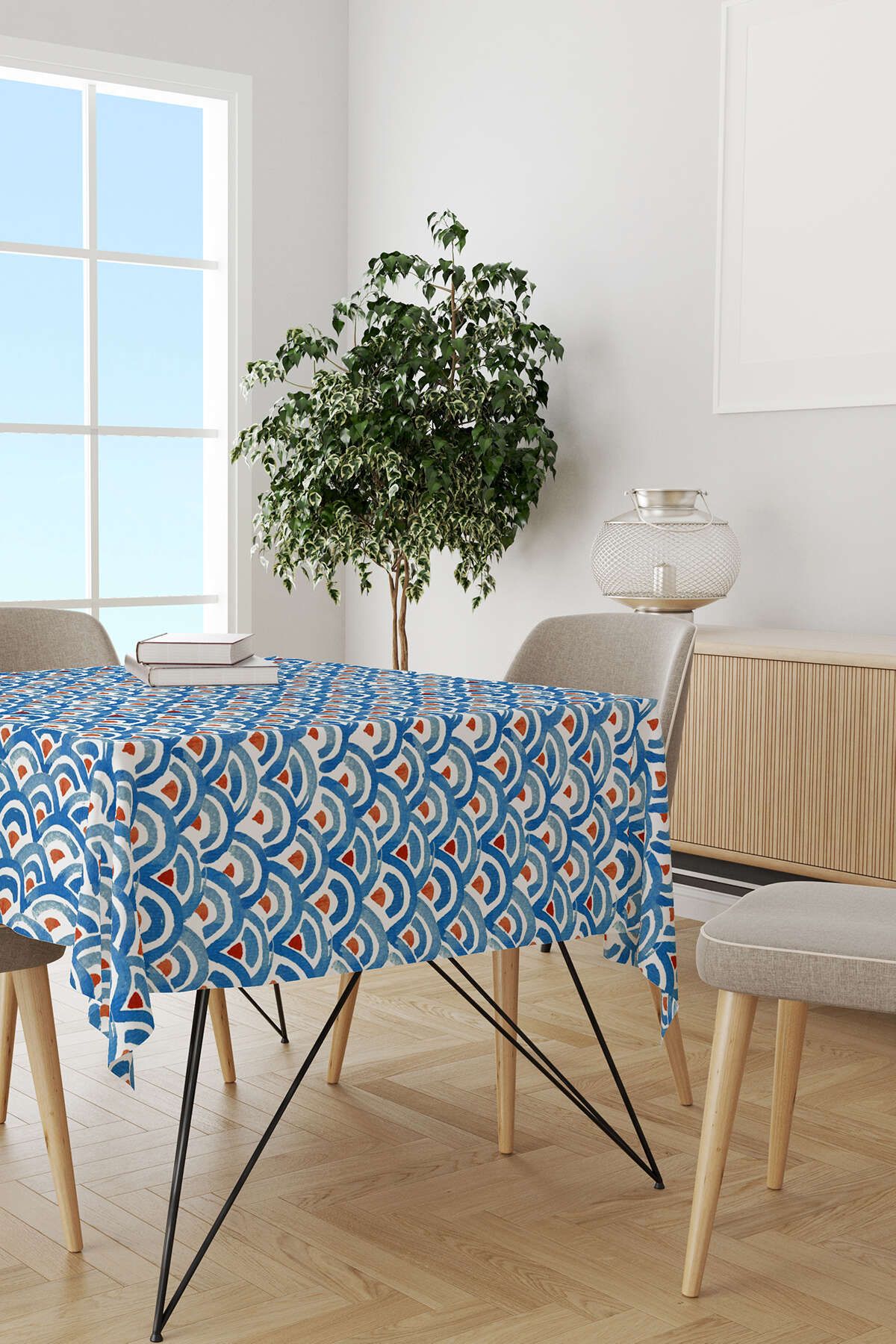 رومیزی آبی جدول قومی قرمز رنگ CGH252 MS Cango Home