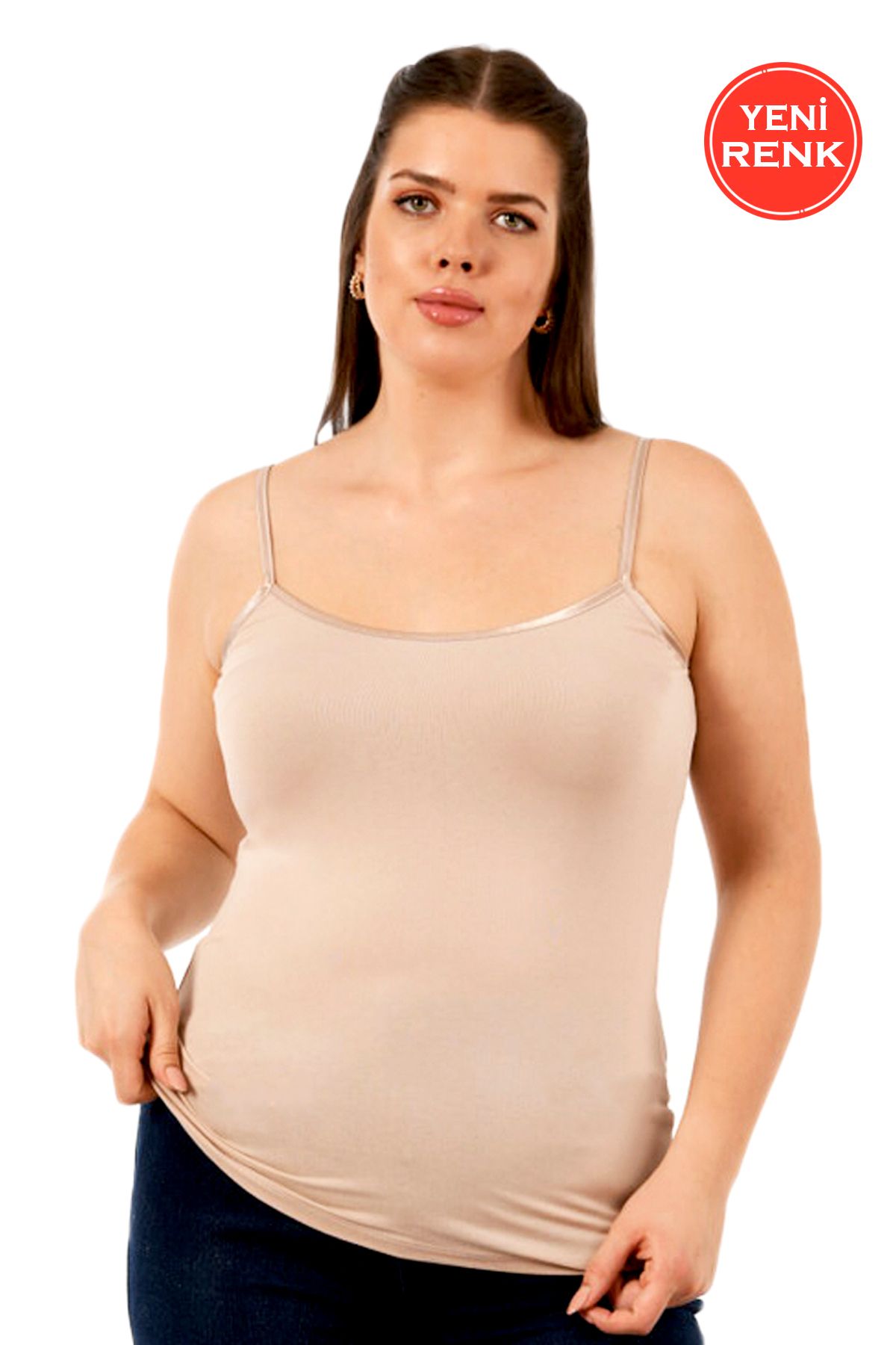 ÖZKAN underwear-Özkan 25923 Women's Viscose Rope Strap Ribbed Soft Thin Strap Large Large Size Undershirt 1