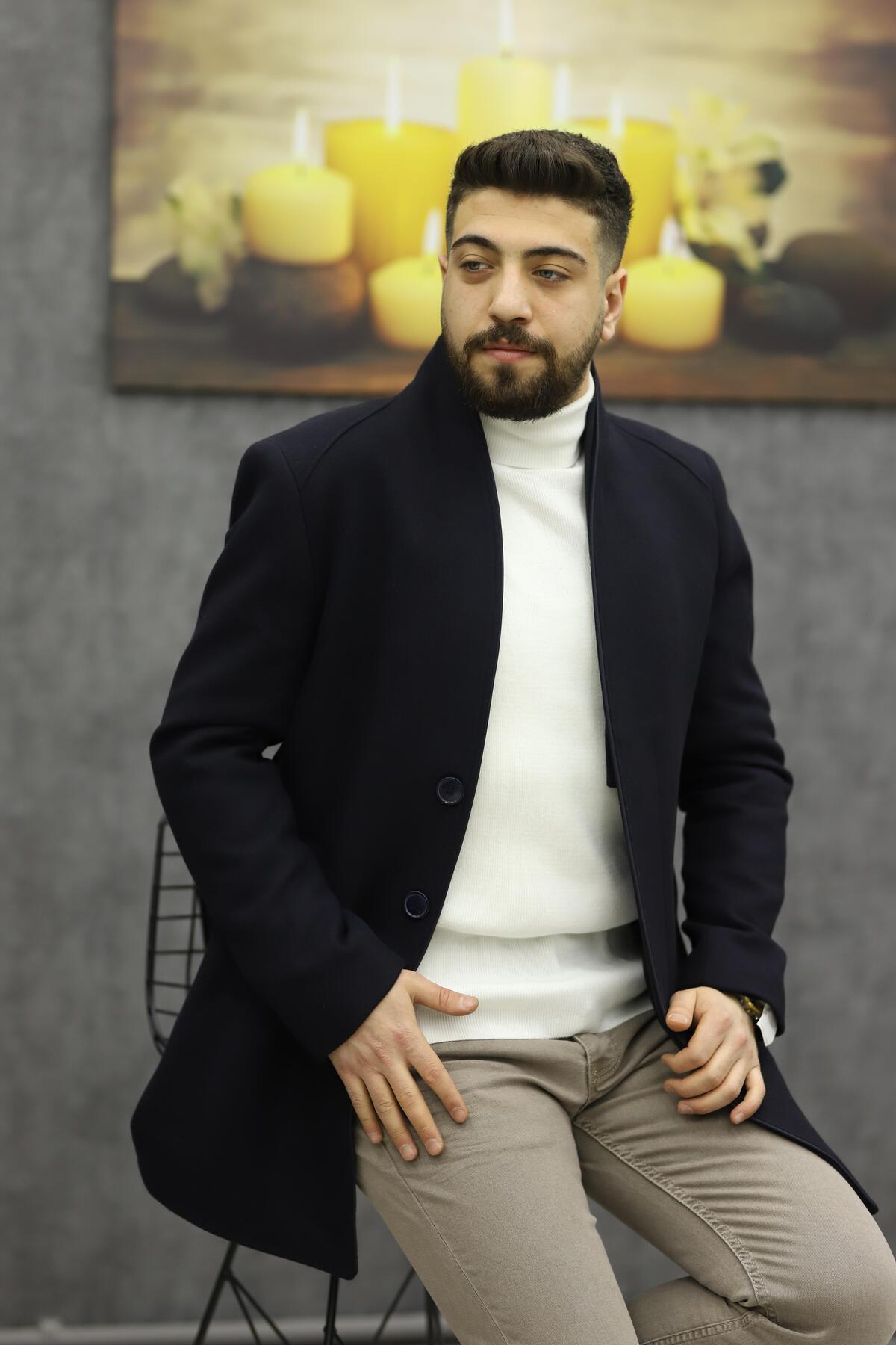 شال یقه ایستاده مدل EXCELENTE 9087 (آبی نفتی)