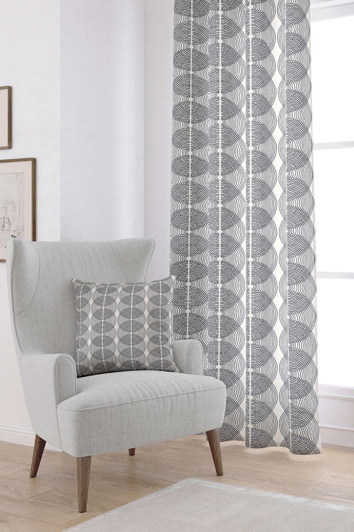 Cango Home Crem Negru Boem Scandinav Model Geometric Imprimat Digital Cortina Cgh1214-pr - 140 x 200