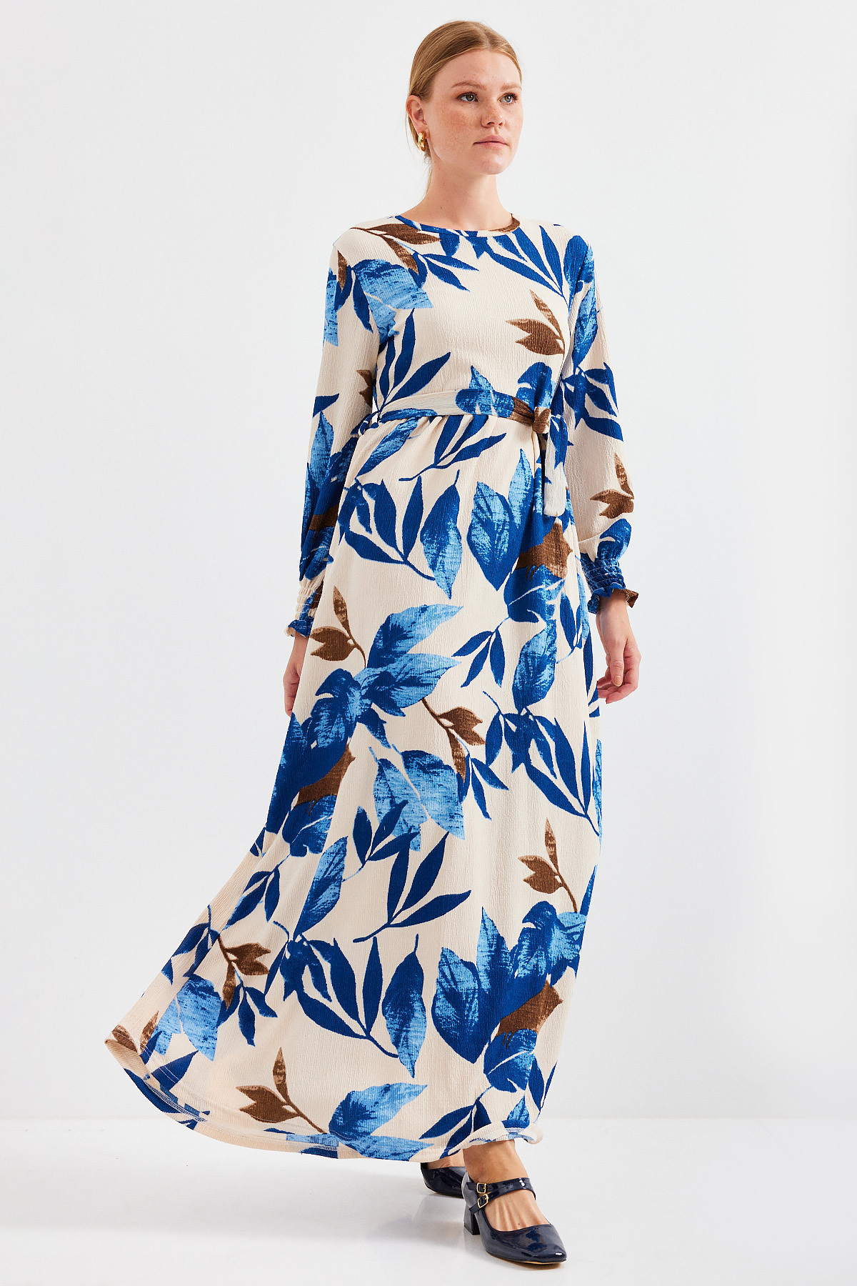 Bigdart-1525 Gestricktes Hijab-Kleid – B.Blue 1