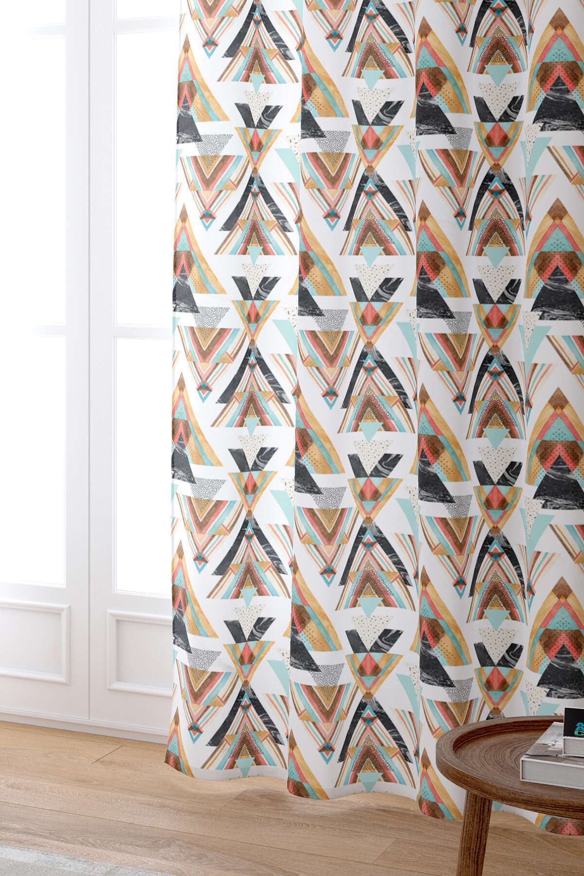 پرده ضخیم (فون) نارنجی چاپی دیجیتال Bohemian Blue CGH498 PR Cango Home