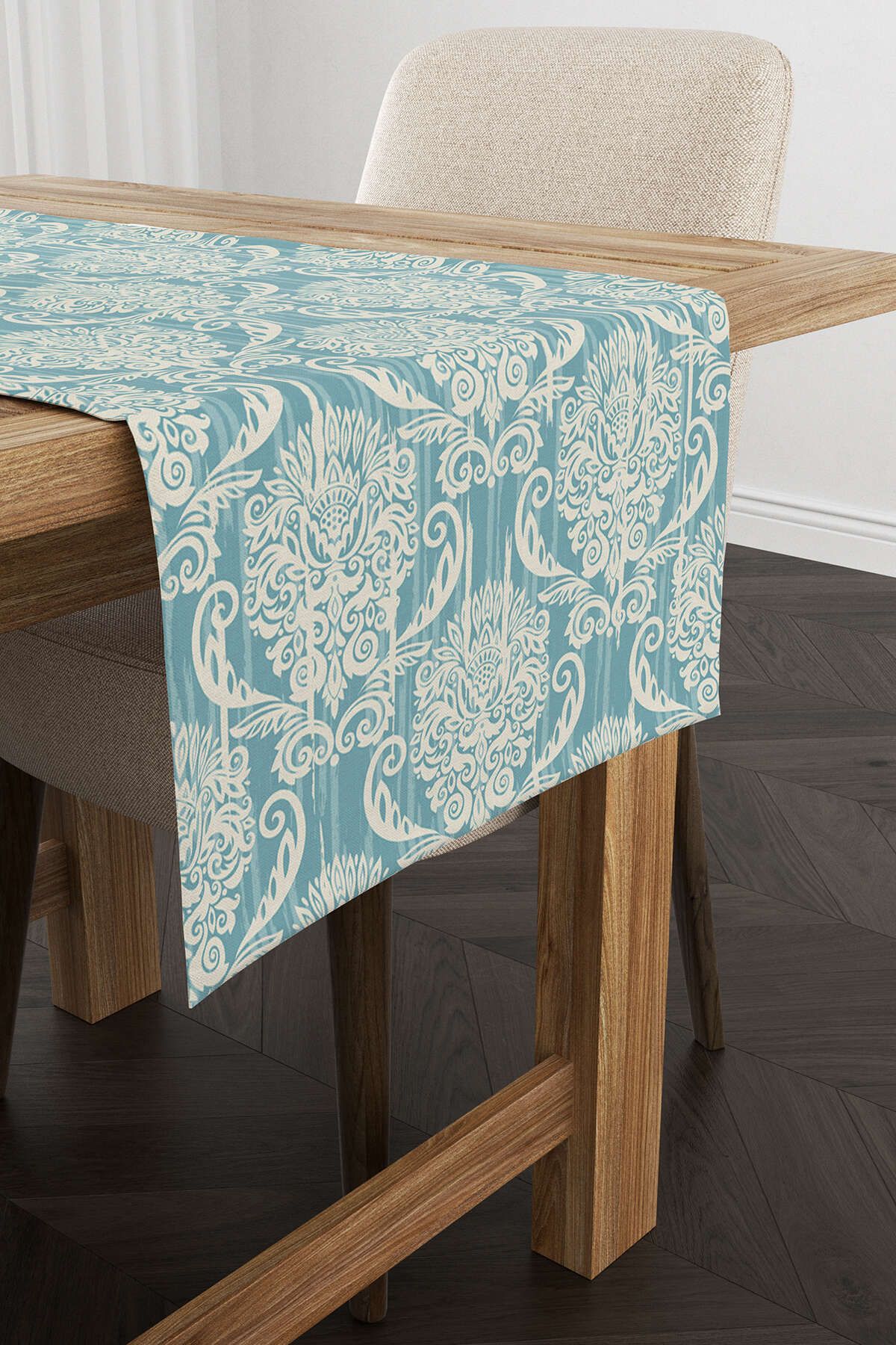 رانر و زیر بشقابی چند رنگ کرم آبی DAMASK Runner CGH096 RN Cango Home
