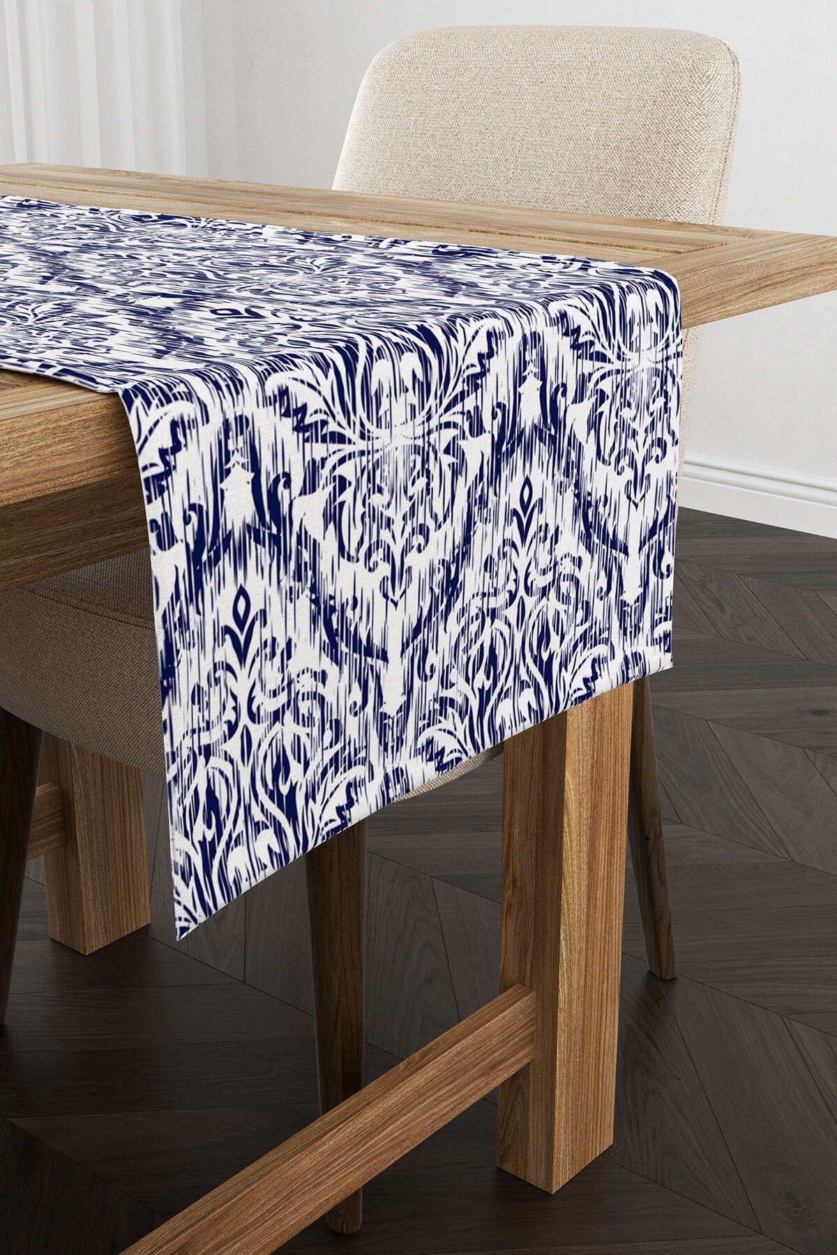 رانر و زیر بشقابی چند رنگ رانینگ دویدن با Damask سفید Navy CGH089 RN Cango Home