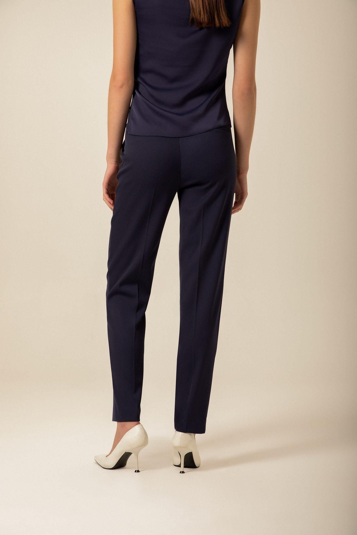 rue.-High Waist Pocket Stitching Detailed Navy Blue Trousers 4