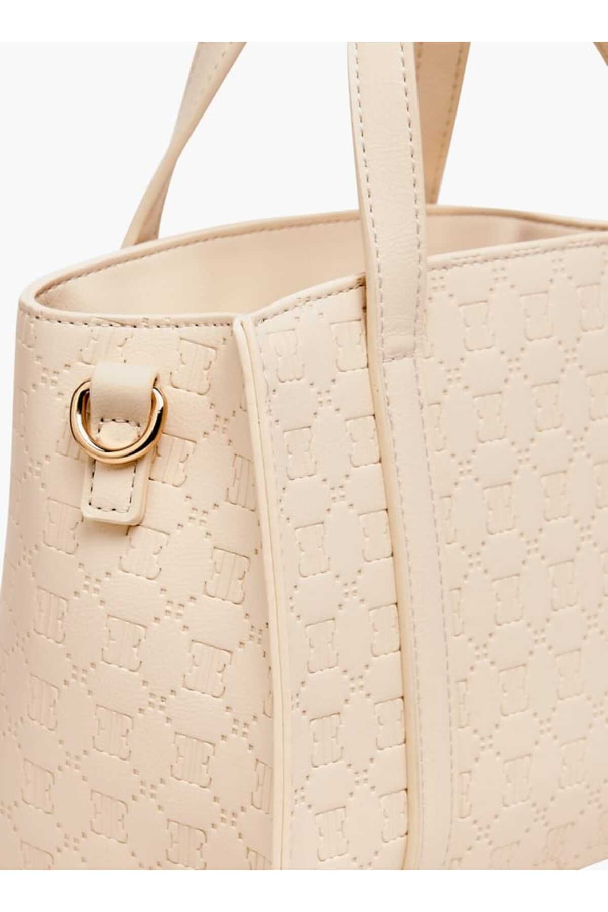 ELLE-Embossed Tote Bag with Double Handle and Zip Closure 5