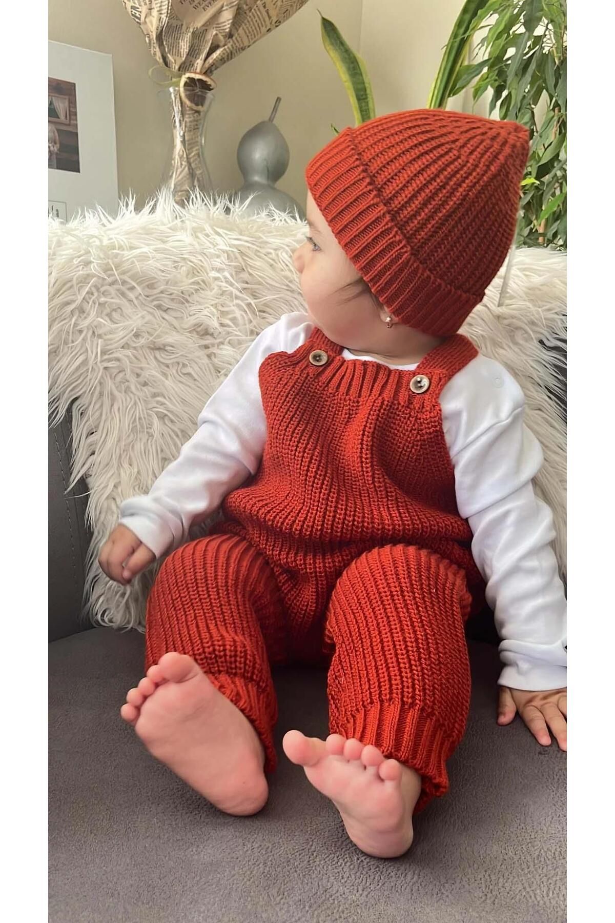 MİNİKO KİDS-Baby Hat Kit 2-Piece Salopette Jumpsuit 3