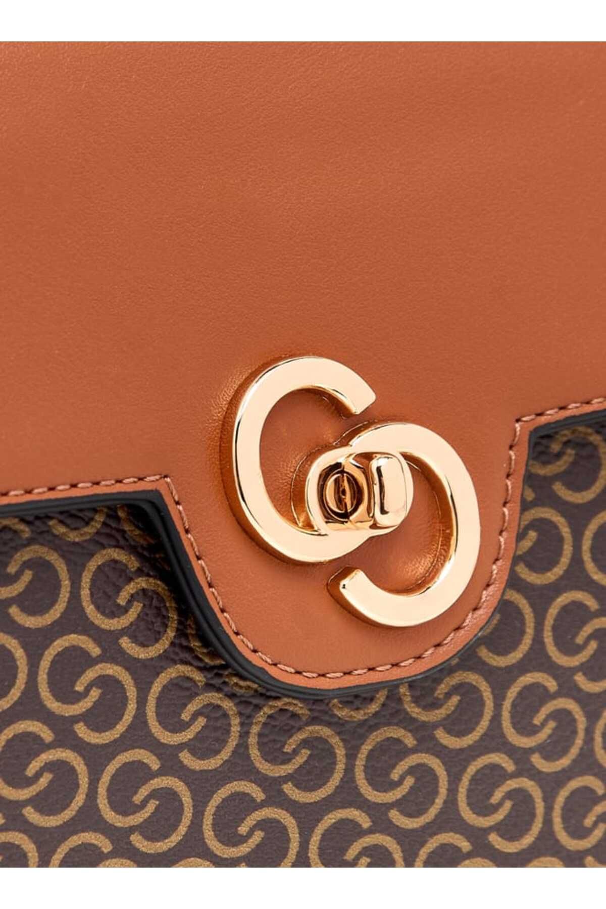 Celeste-Monogram Print Crossbody Bag with Adjustable Strap and Zip Closure 4