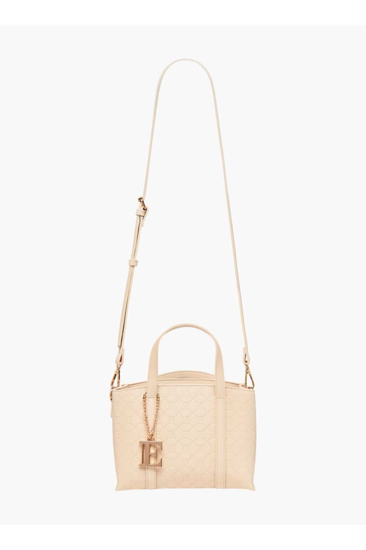 ELLE-Embossed Tote Bag with Double Handle and Zip Closure 2