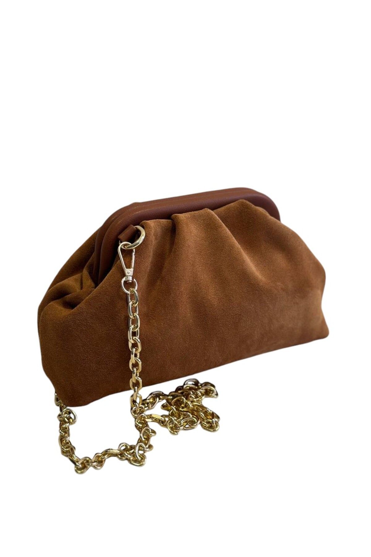 HFKY-Women's Tan Pouch Model Tan Suede Hand and Shoulder Bag.Ry307 5