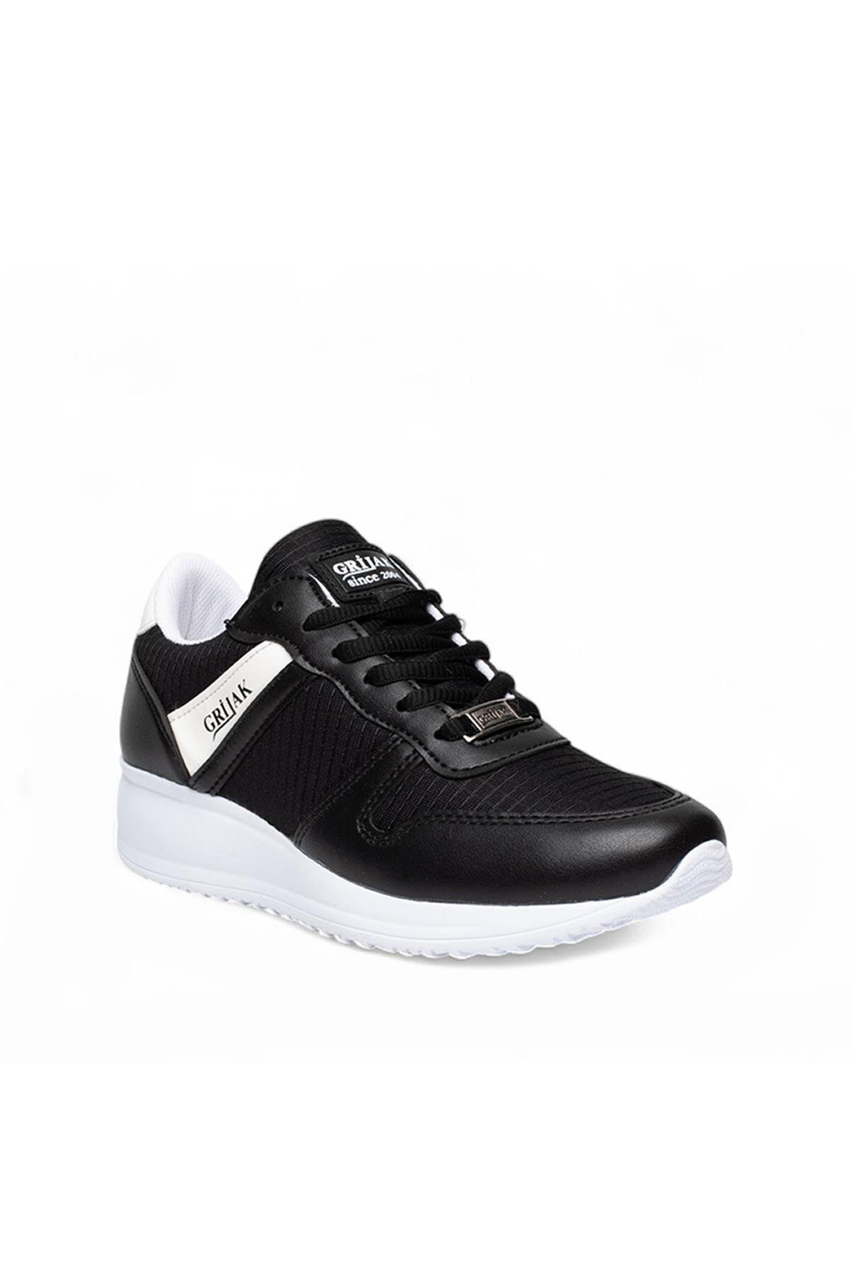 Günlük Bağcıklı Ortopedik Rahat Konforlu Kadın Spor Ayakkabı Günlük Sneaker Siyah Beyaz