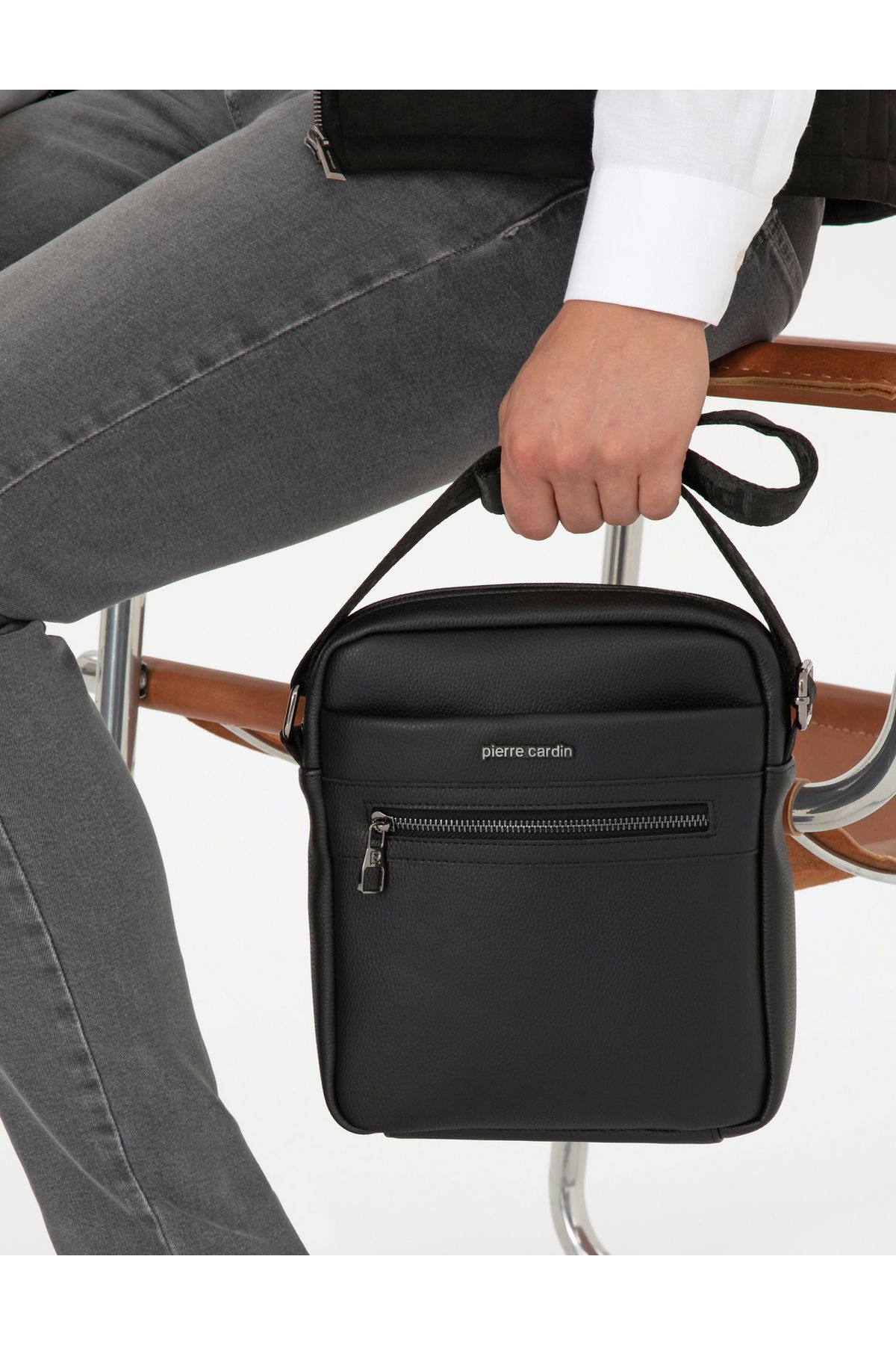 کیف مردانه شانه مشکی 50301291-VR046 Pierre Cardin