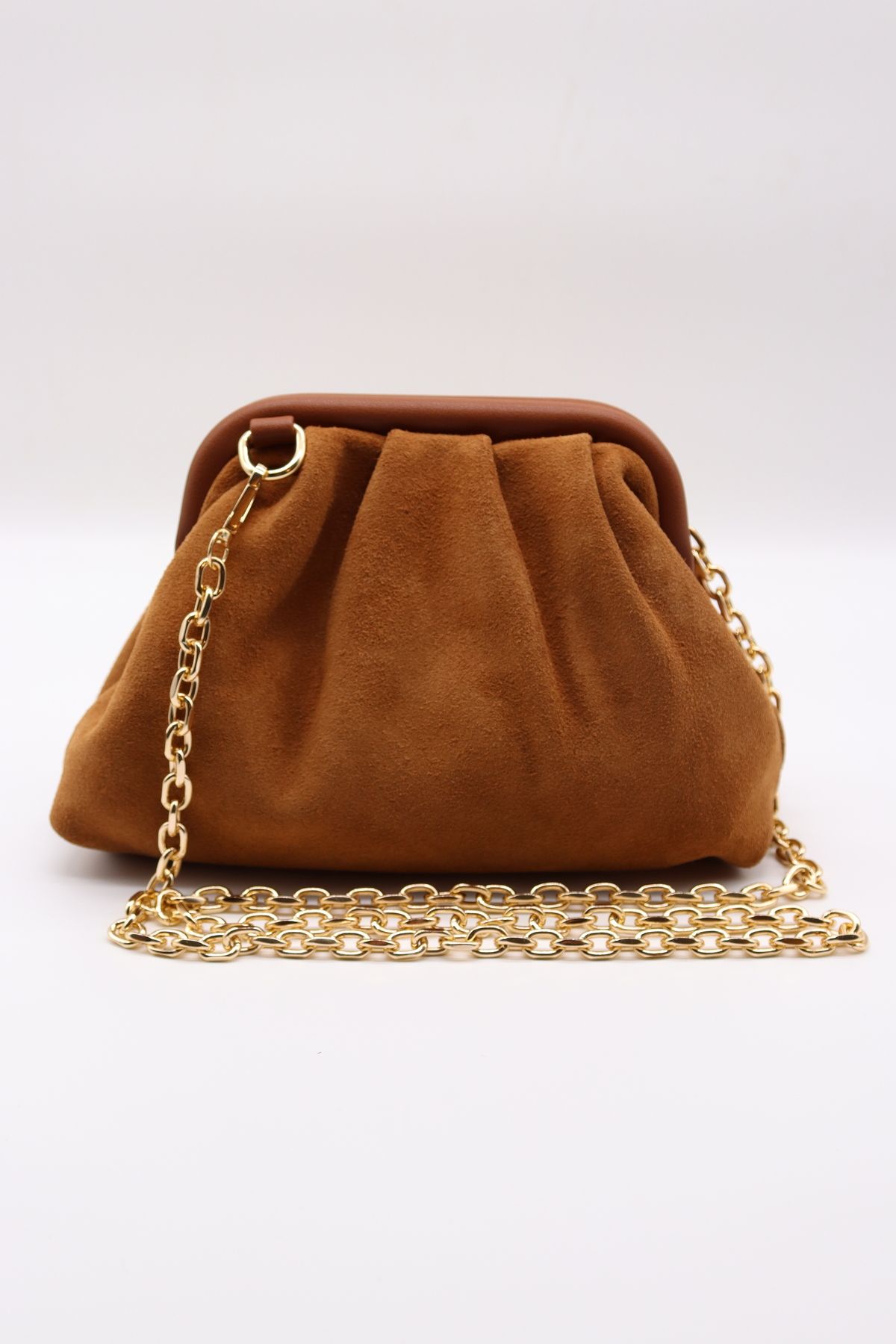 HFKY-Women's Tan Pouch Model Tan Suede Hand and Shoulder Bag.Ry307 2