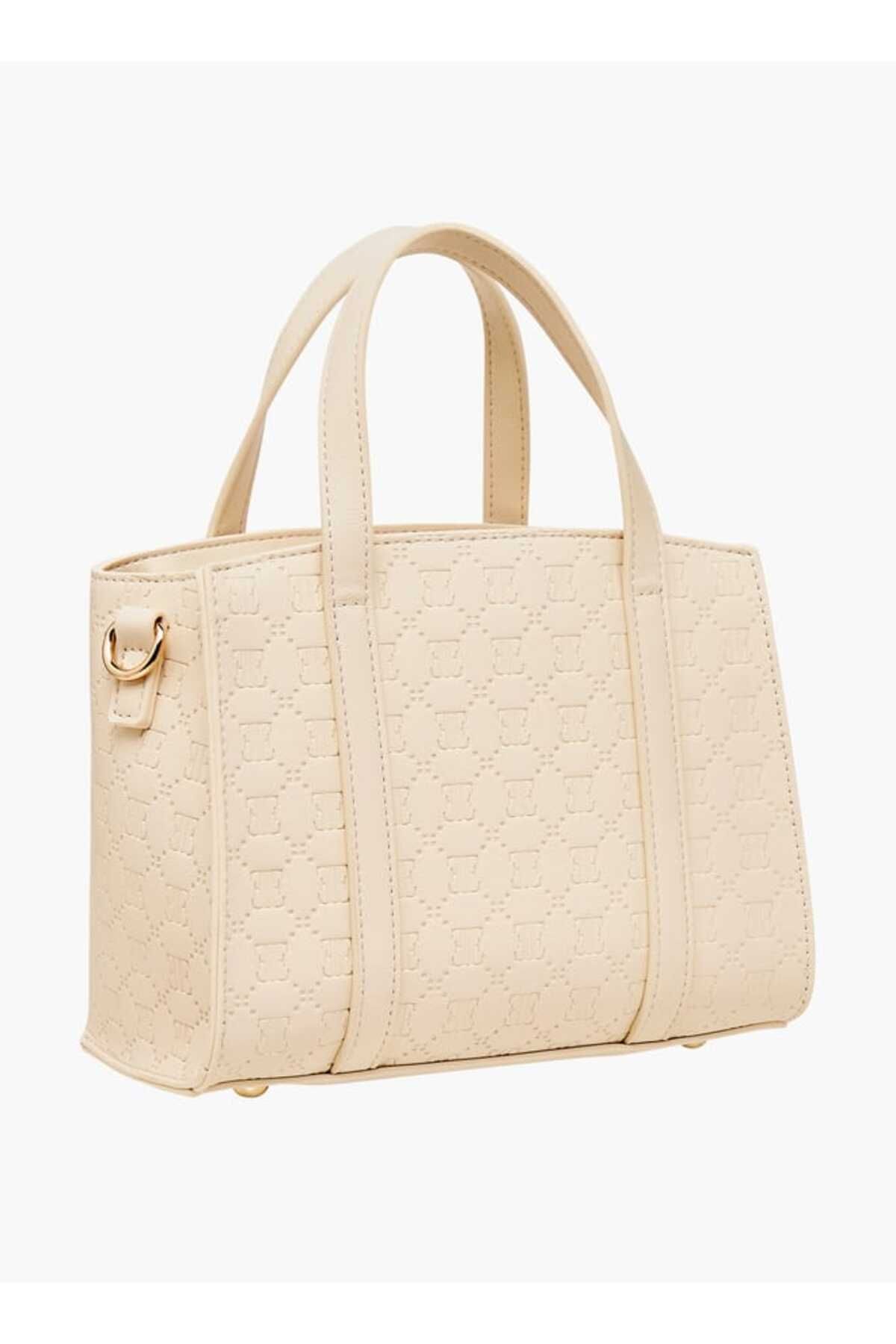 ELLE-Embossed Tote Bag with Double Handle and Zip Closure 3