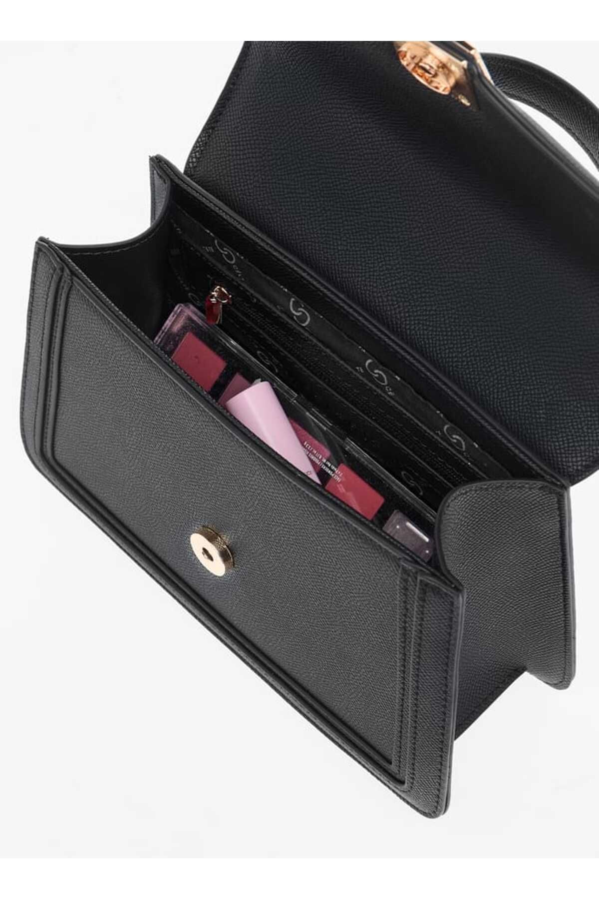 Celeste-Solid Satchel Bag with Flap Closure and Detachable Strap 7