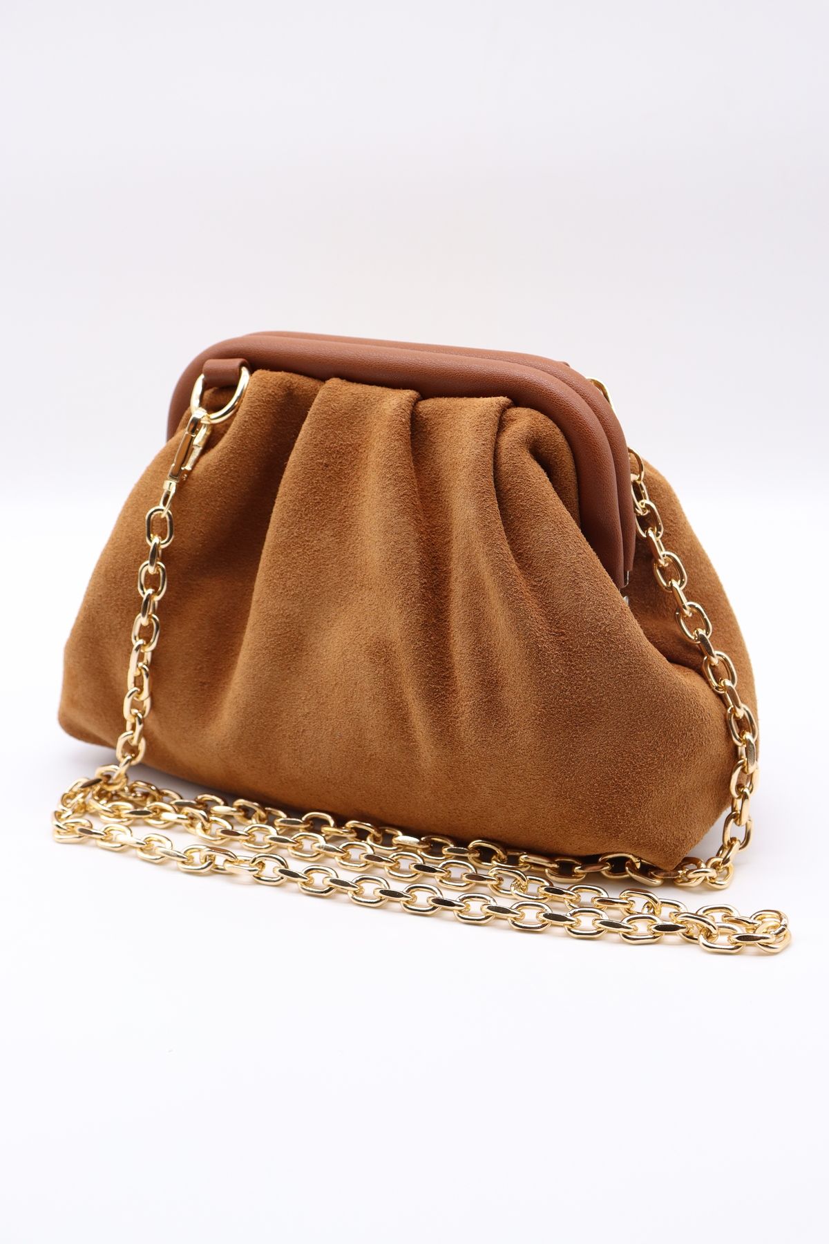 HFKY-Women's Tan Pouch Model Tan Suede Hand and Shoulder Bag.Ry307 3