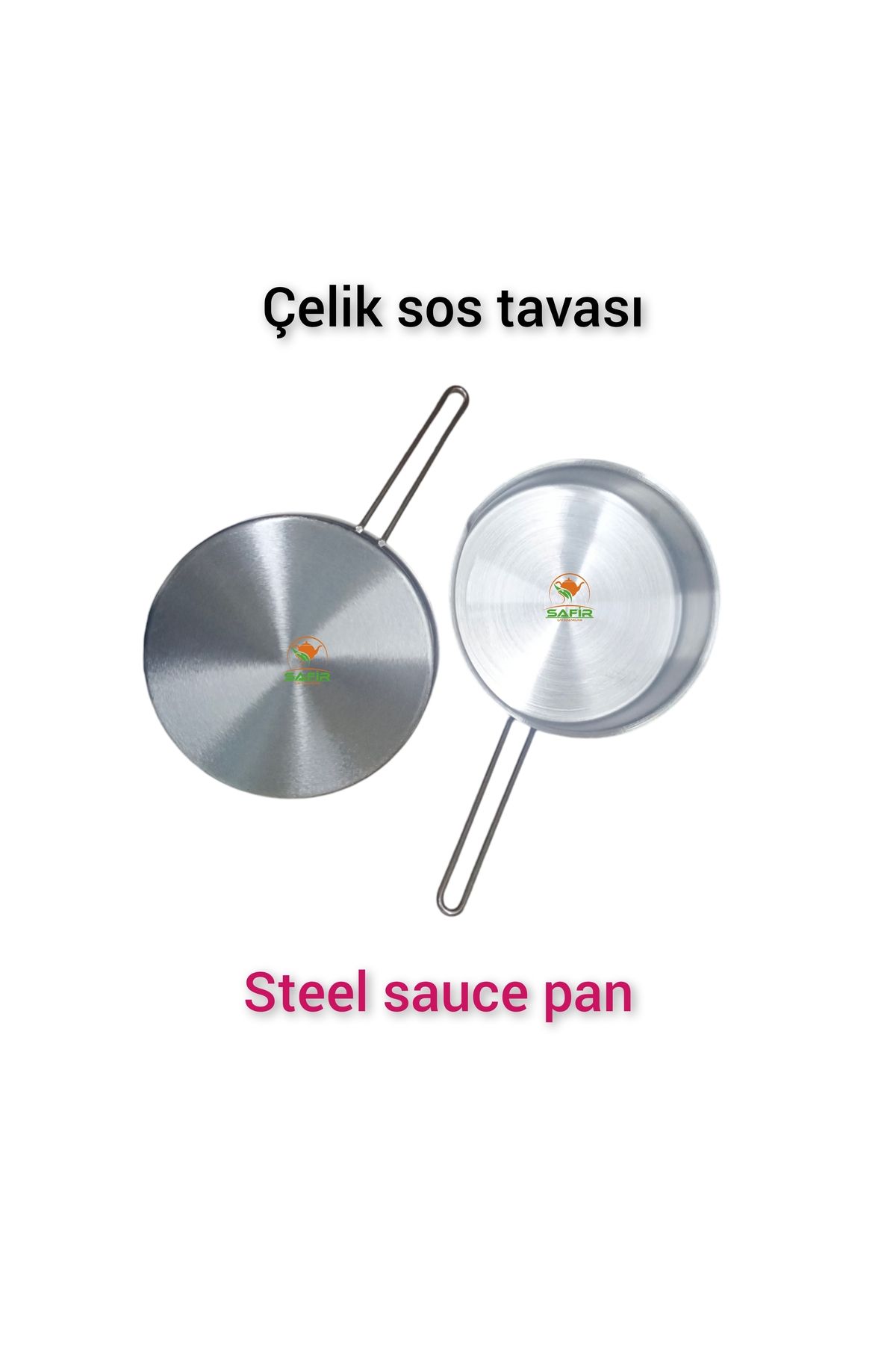 SAFİR ÇAY KAZANLARI Çelik Sosluk Çelik Sos Tavası 20 cm Ebatlı büyük boy 430 kalite Çelik Sos Tavası iki adet