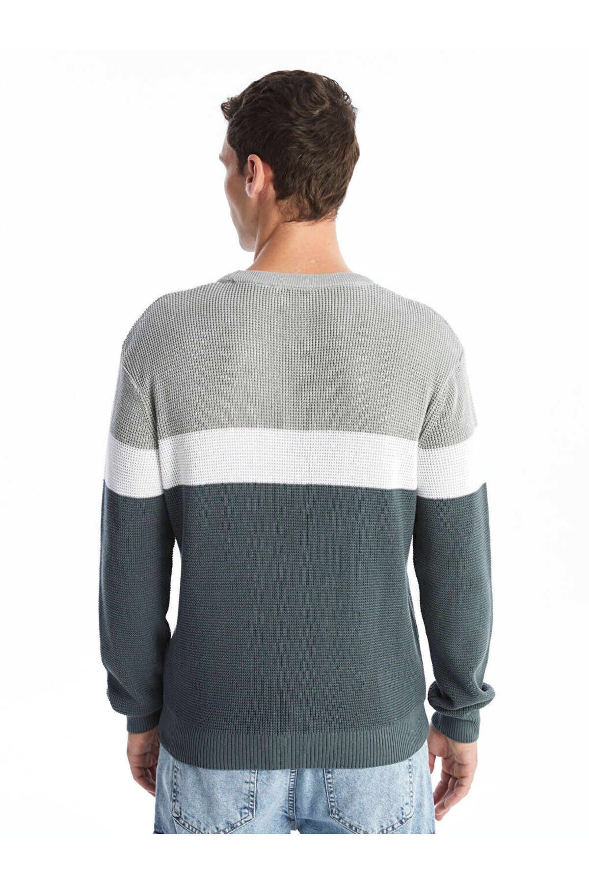 LC Waikiki-New Season Crew Neck Long Sleeve Color-Blocking Men's Knitwear Sweater - W41747Z8 4