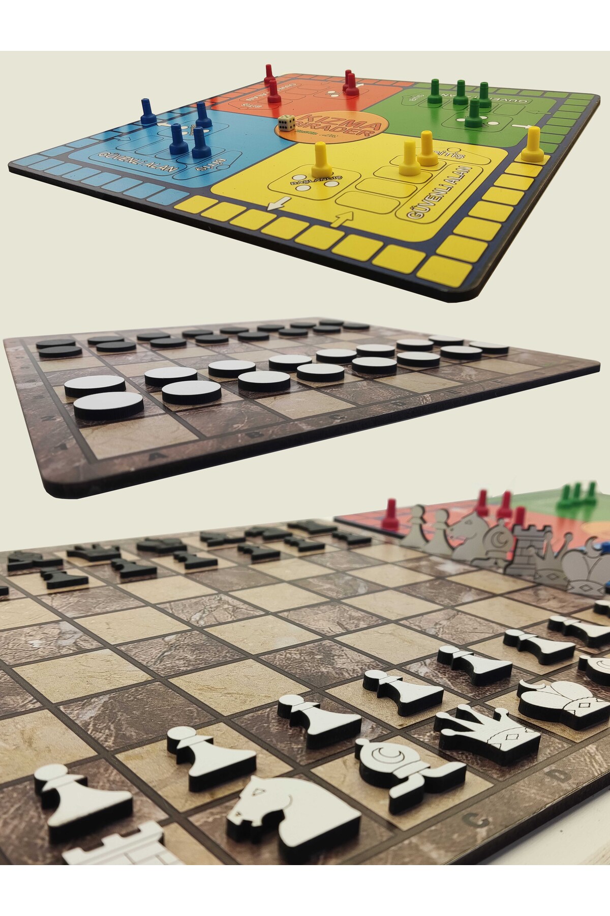 ۳ بازی چوبی – شطرنج، لودو، برادر و چِکرز کارات